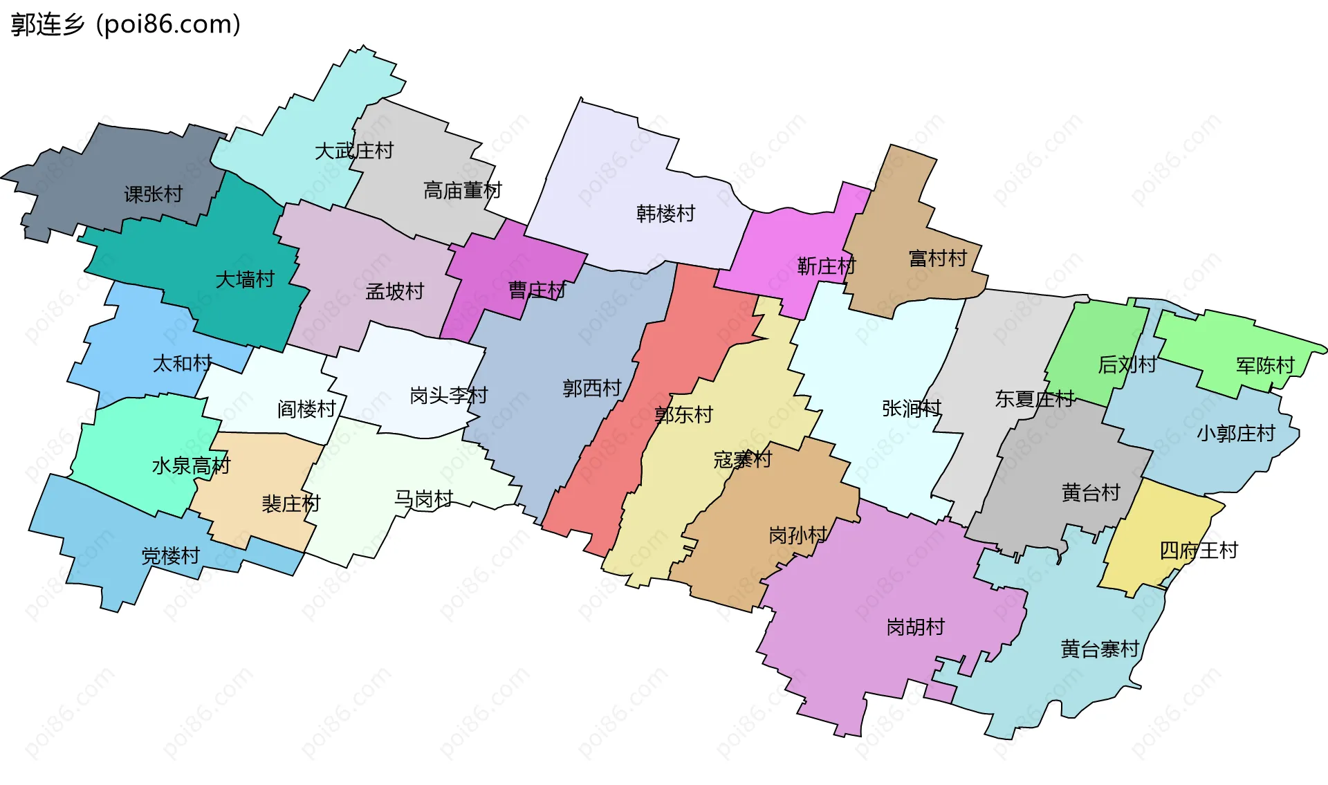 郭连乡边界地图(五级行政区划)