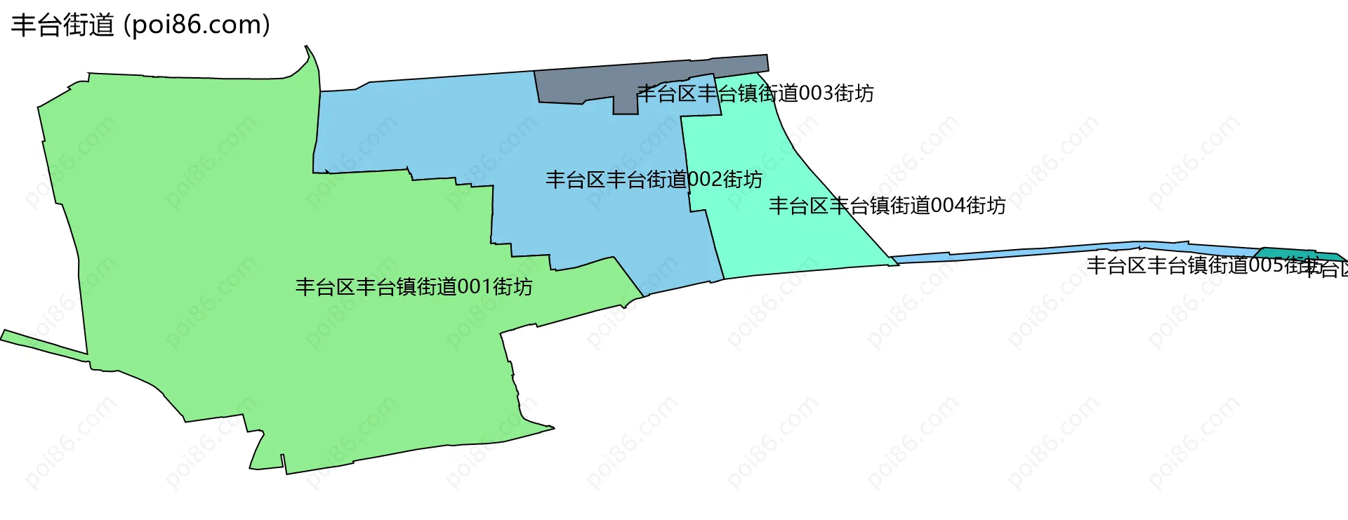 丰台街道边界地图(五级行政区划)