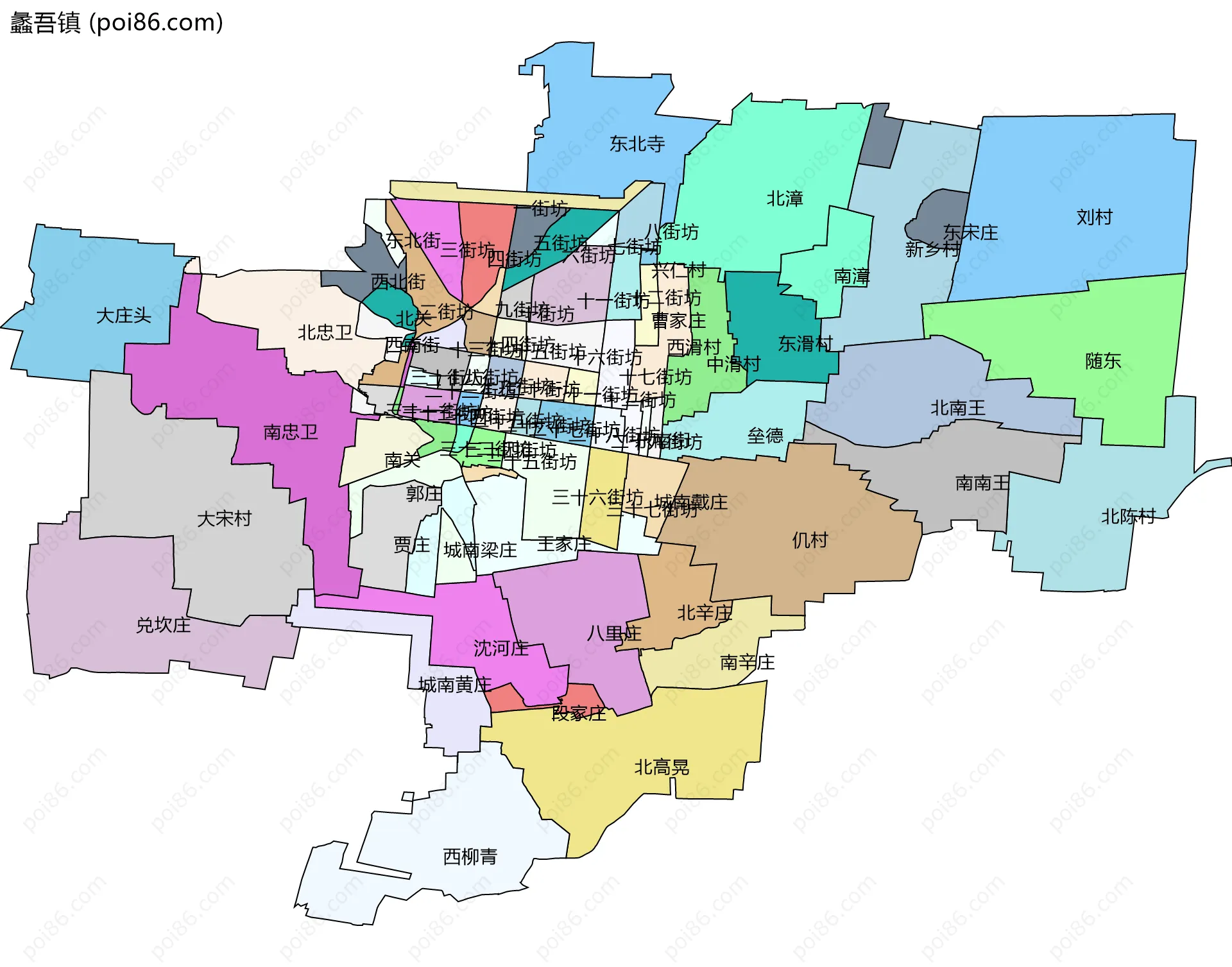 蠡吾镇边界地图(五级行政区划)