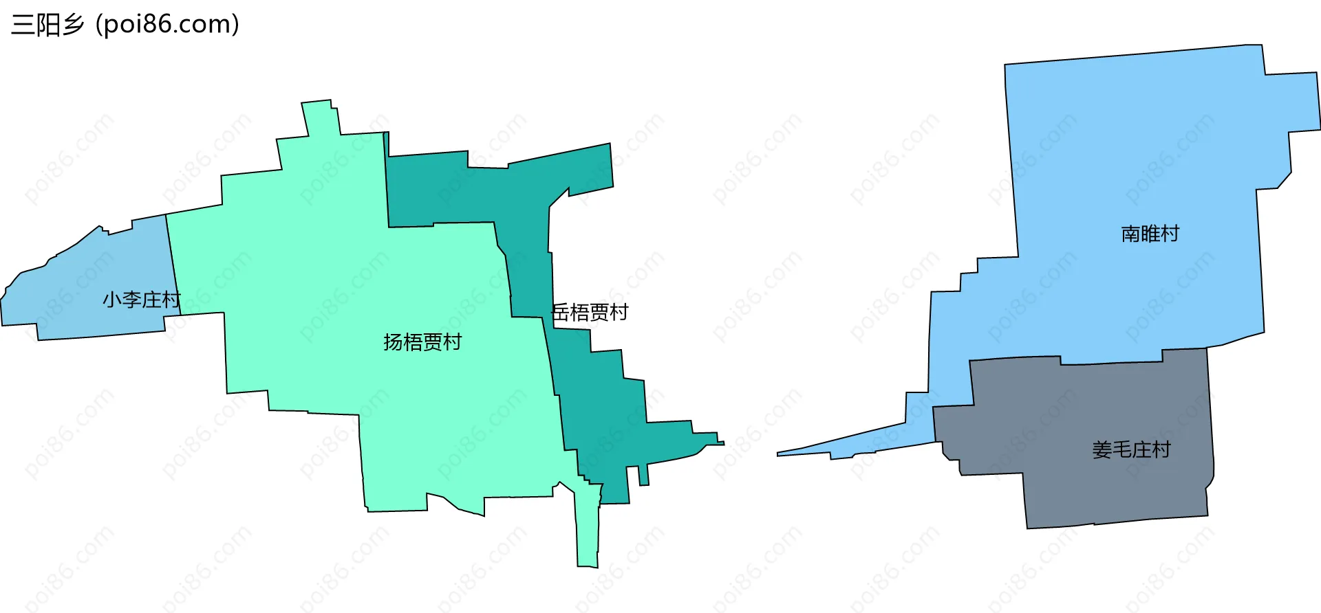 三阳乡边界地图(五级行政区划)