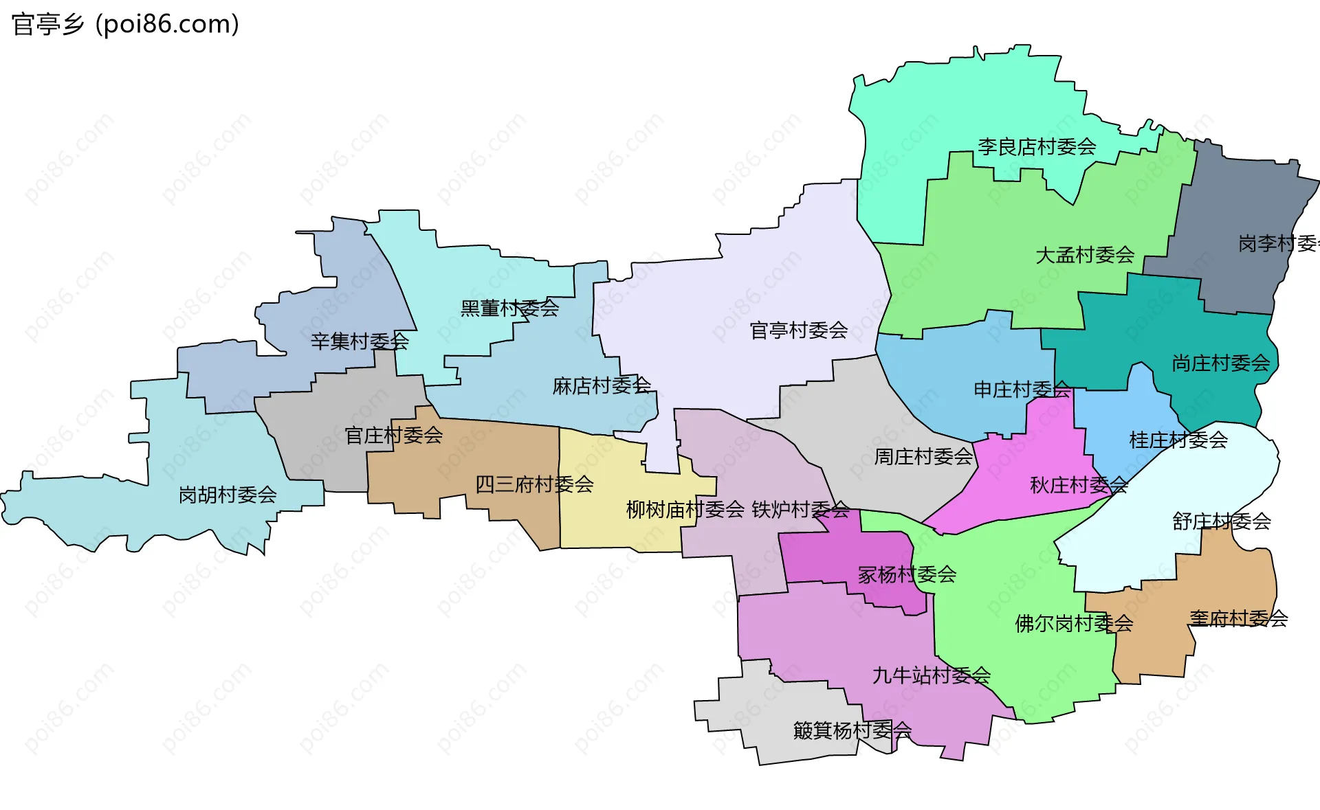 官亭乡边界地图(五级行政区划)