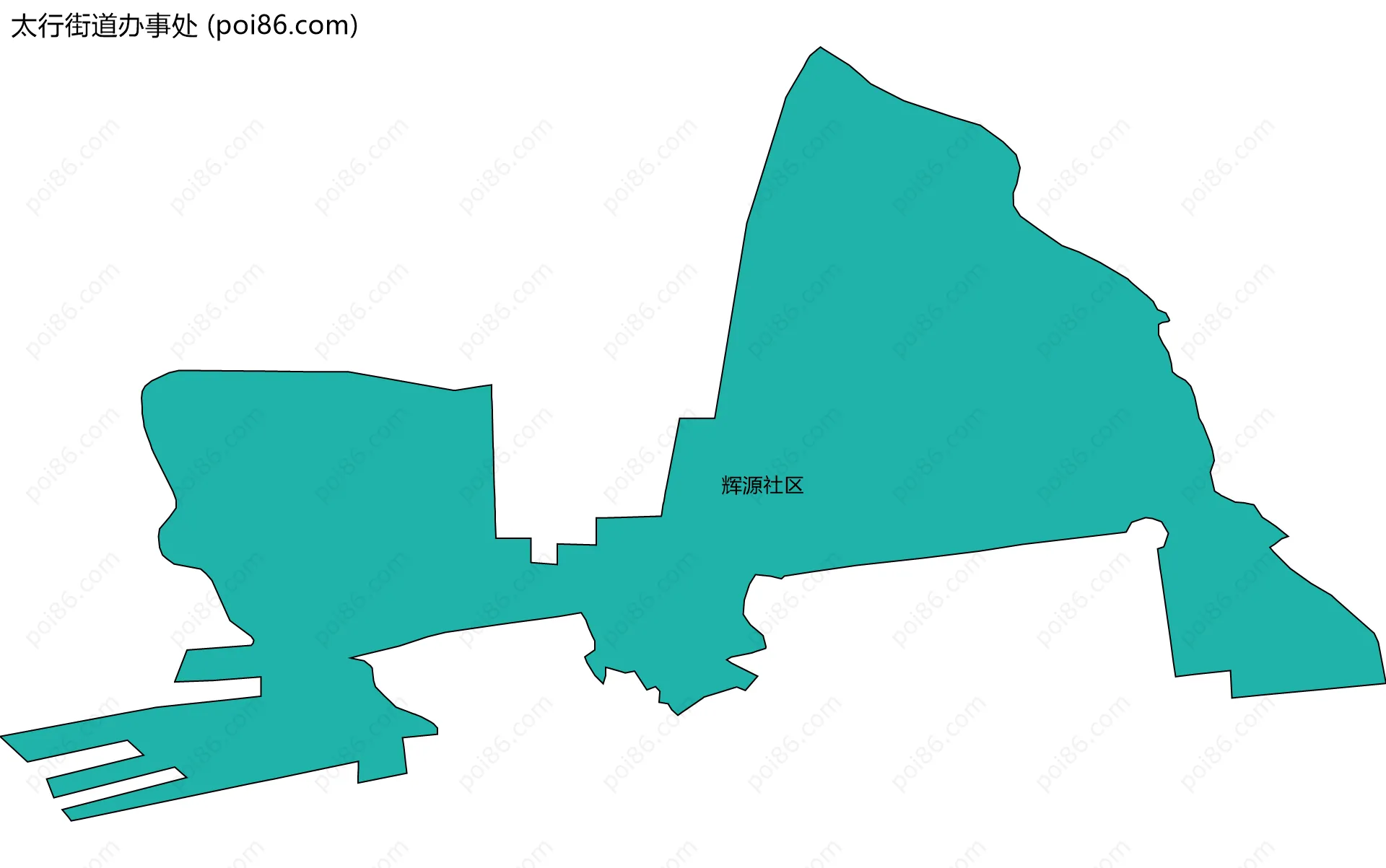 太行街道办事处边界地图(五级行政区划)