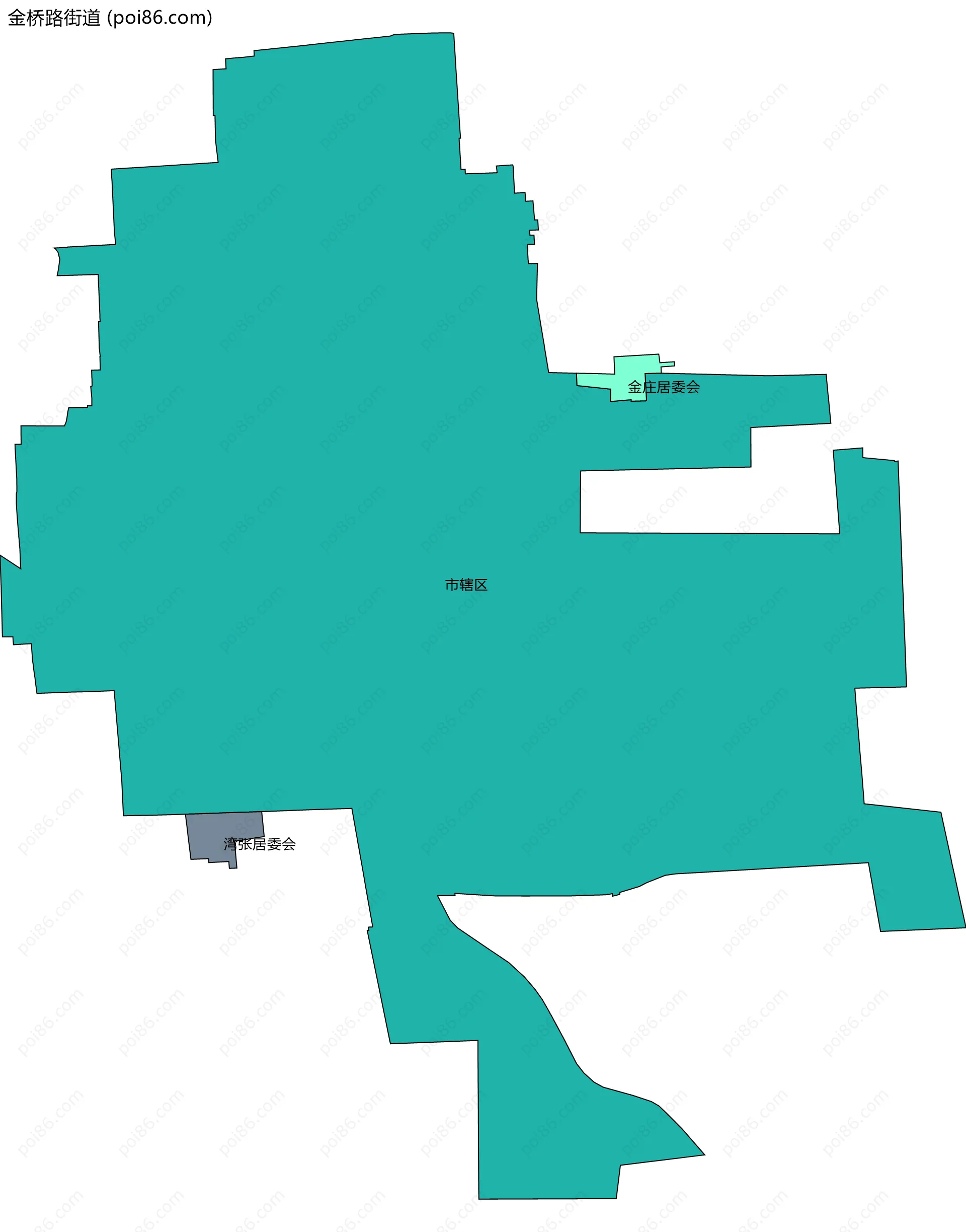 金桥路街道边界地图(五级行政区划)