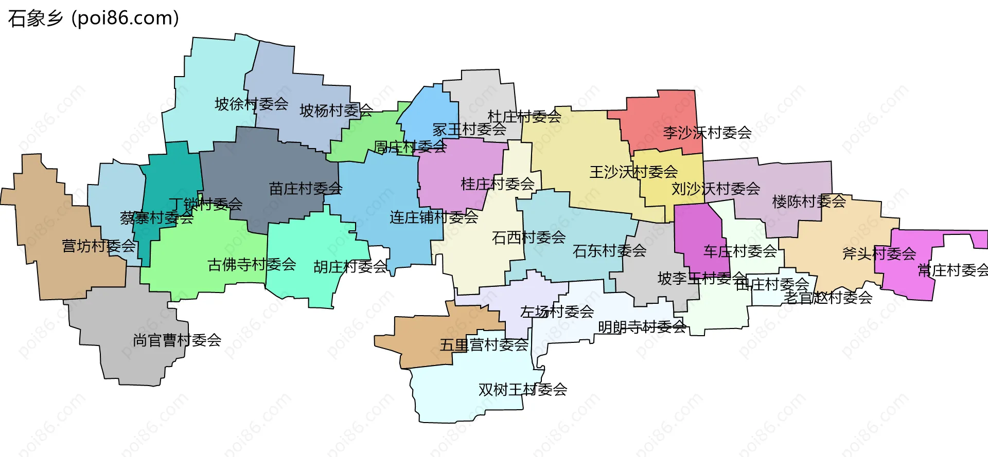 石象乡边界地图(五级行政区划)