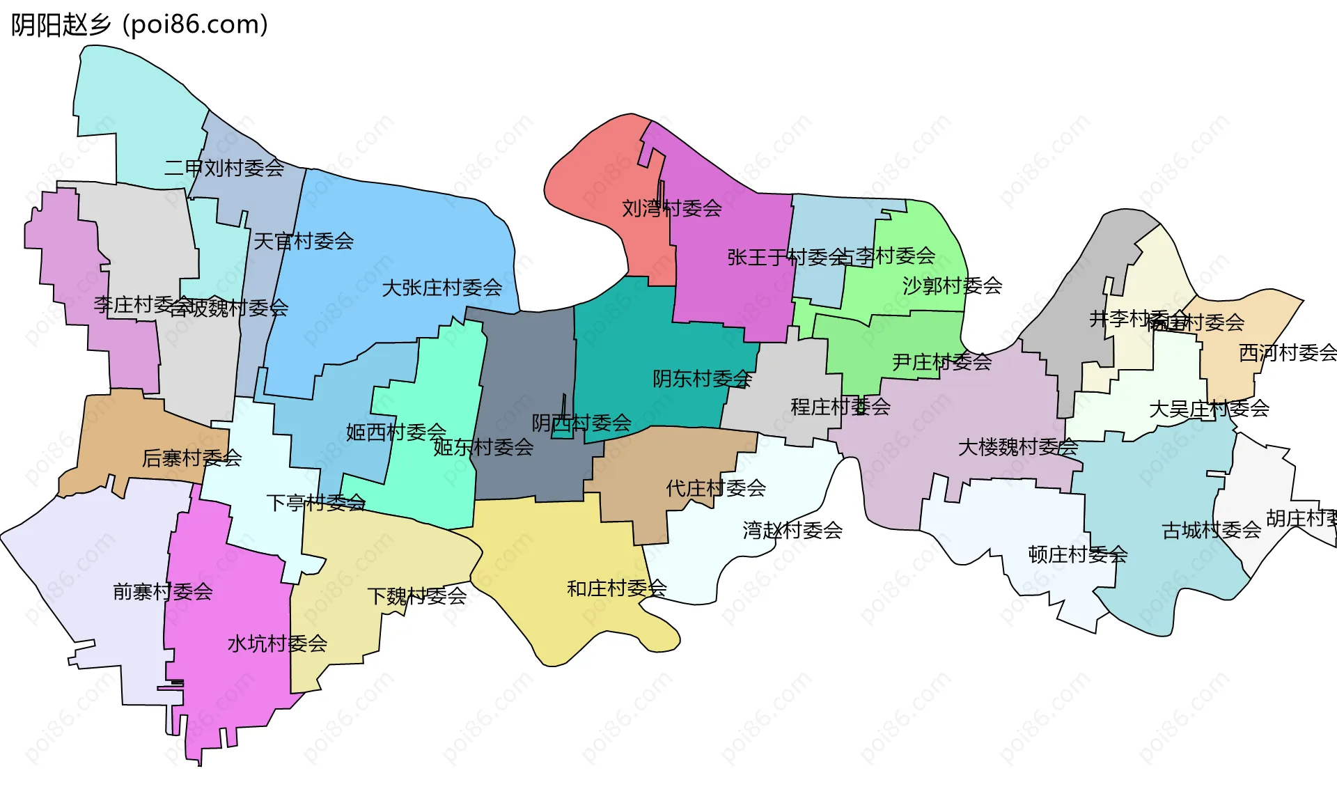 阴阳赵乡边界地图(五级行政区划)