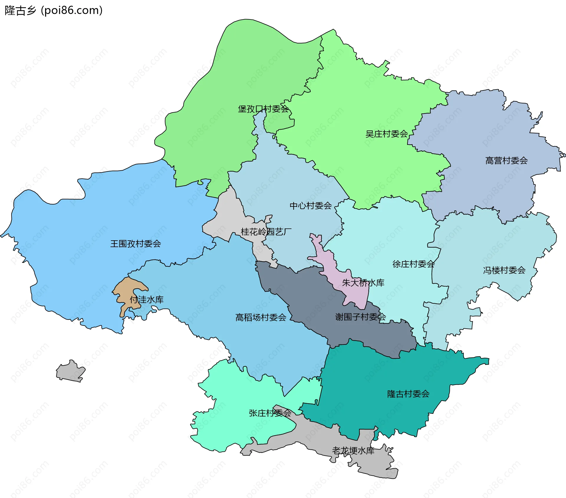 隆古乡边界地图(五级行政区划)
