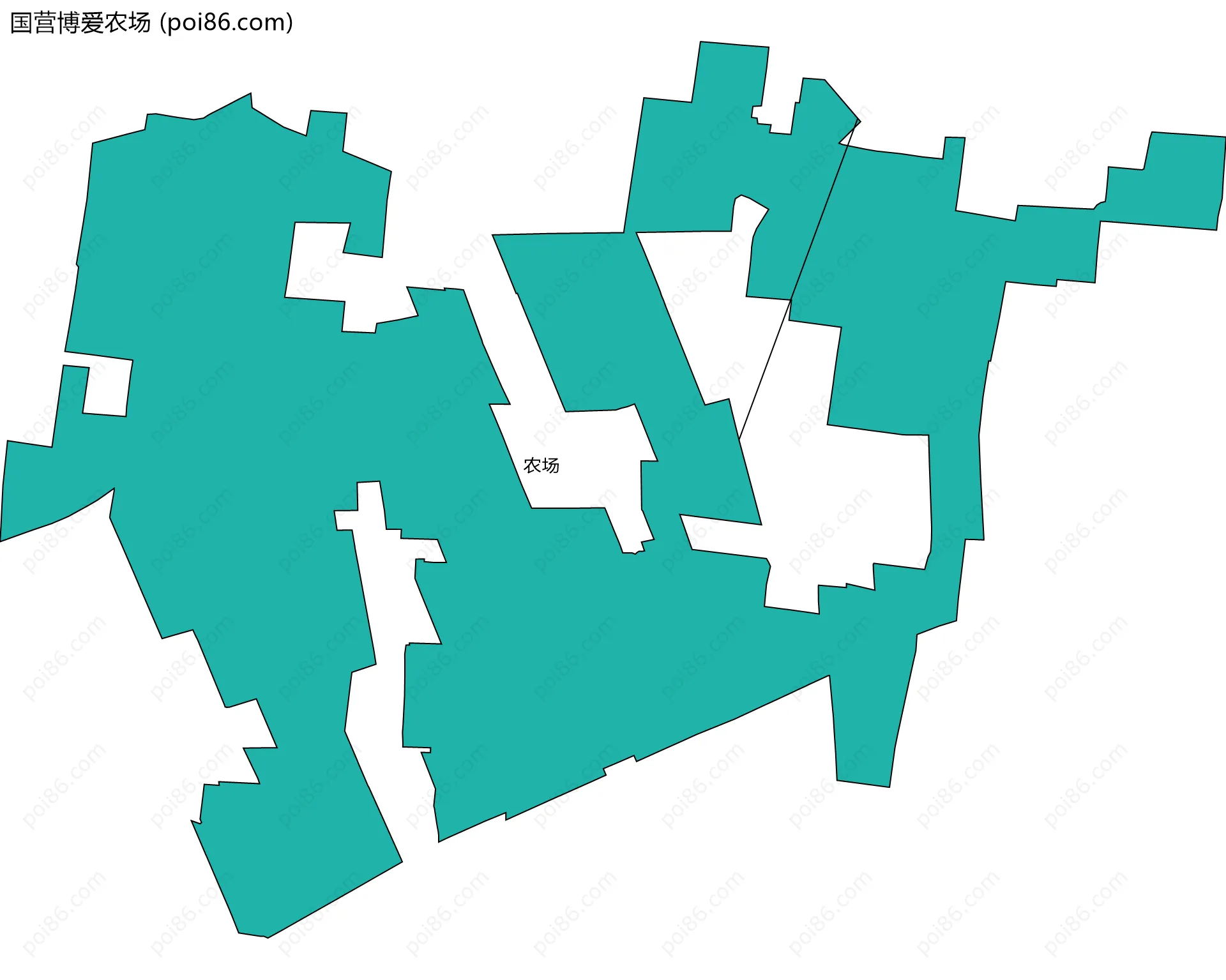 国营博爱农场边界地图(五级行政区划)