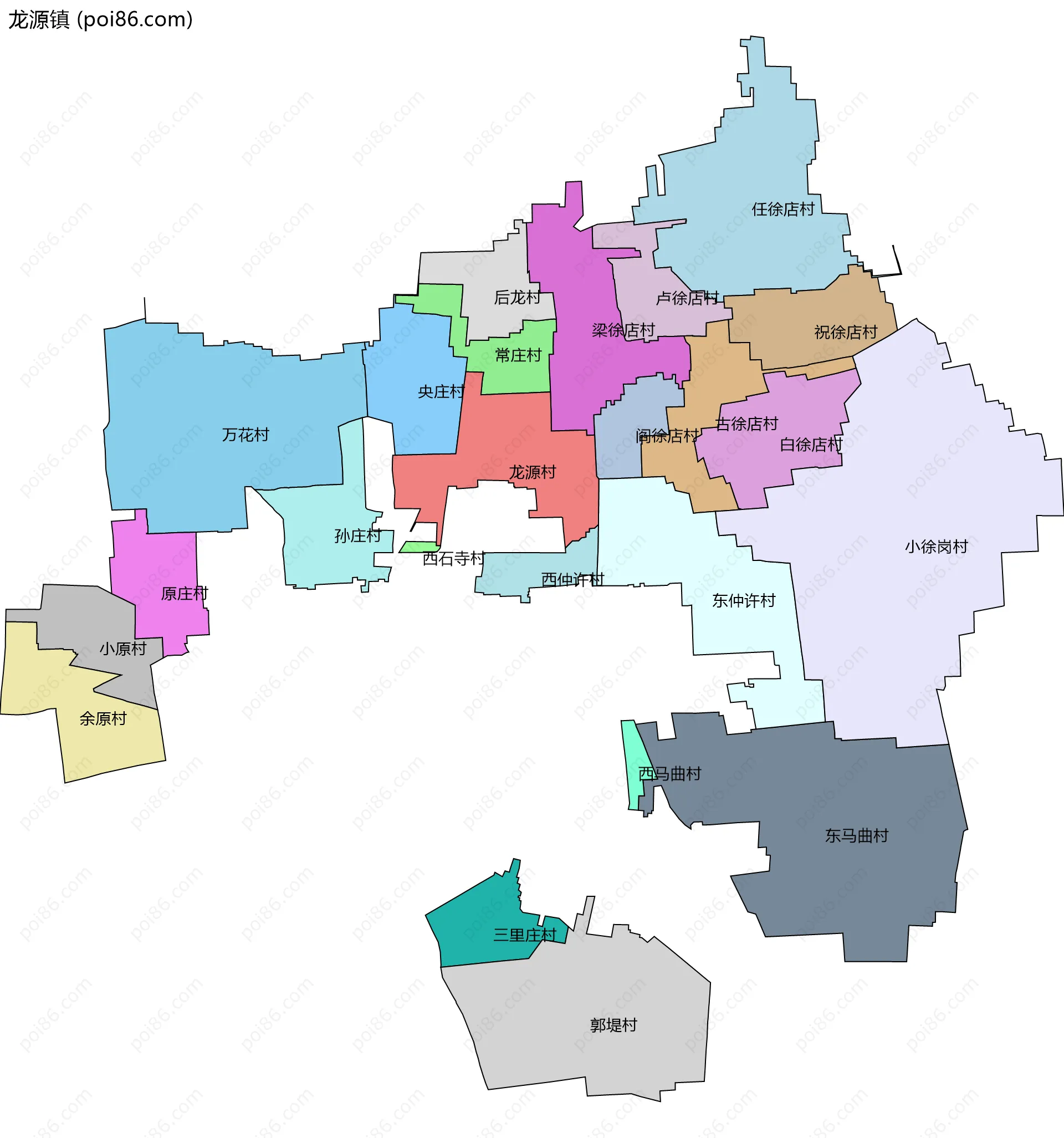 龙源镇边界地图(五级行政区划)