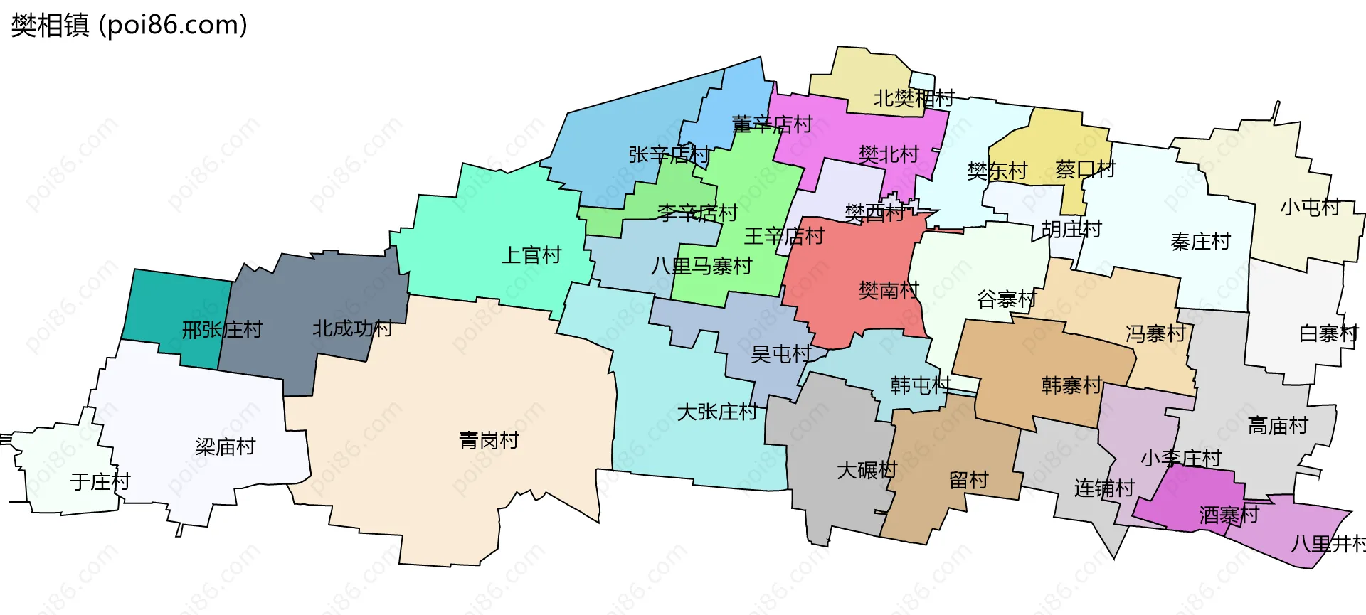 樊相镇边界地图(五级行政区划)