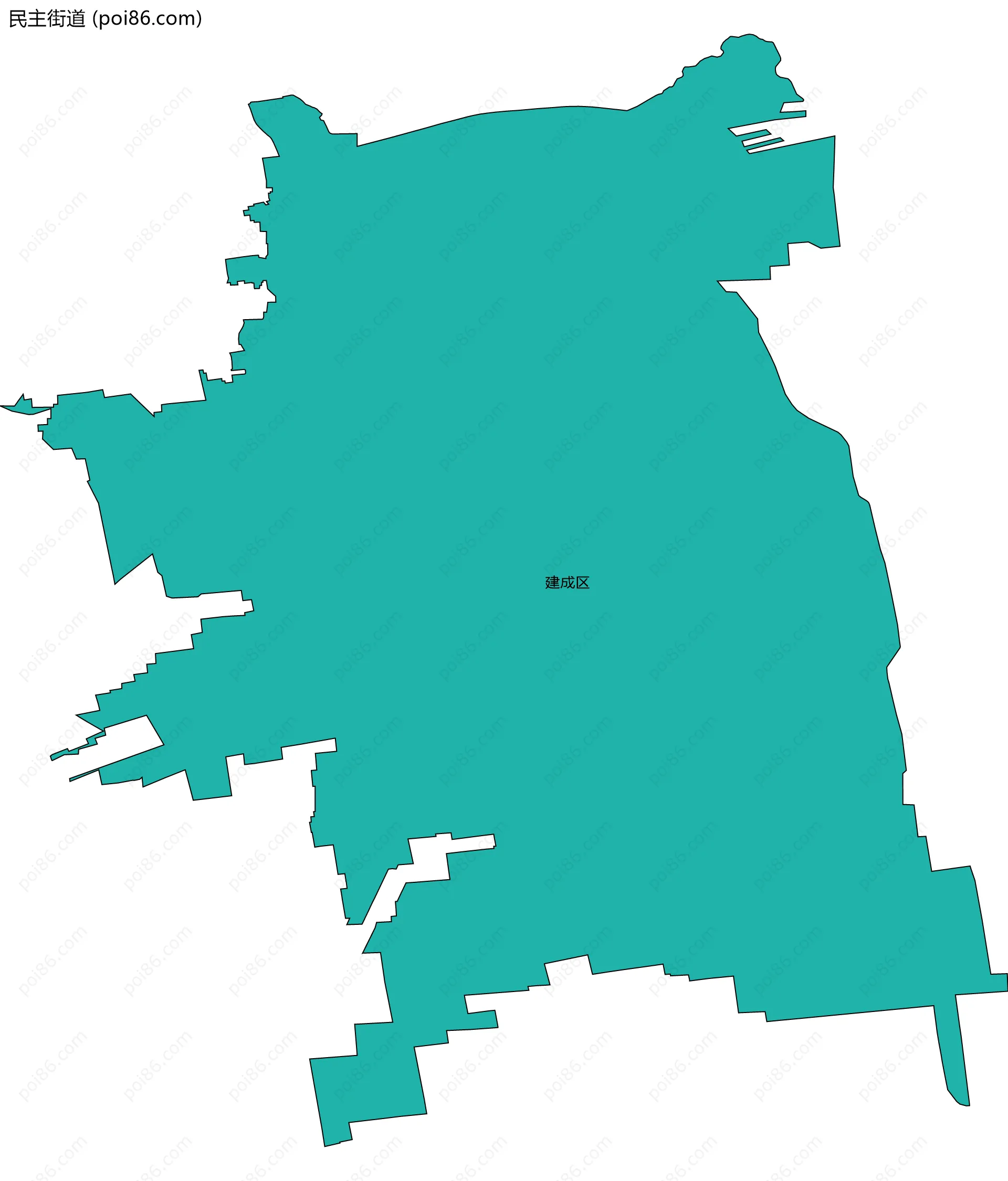 民主街道边界地图(五级行政区划)
