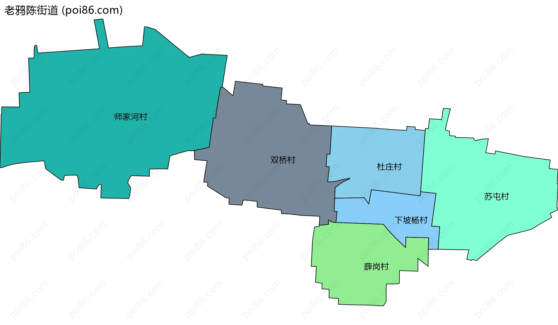 老鸦陈街道边界地图(五级行政区划)