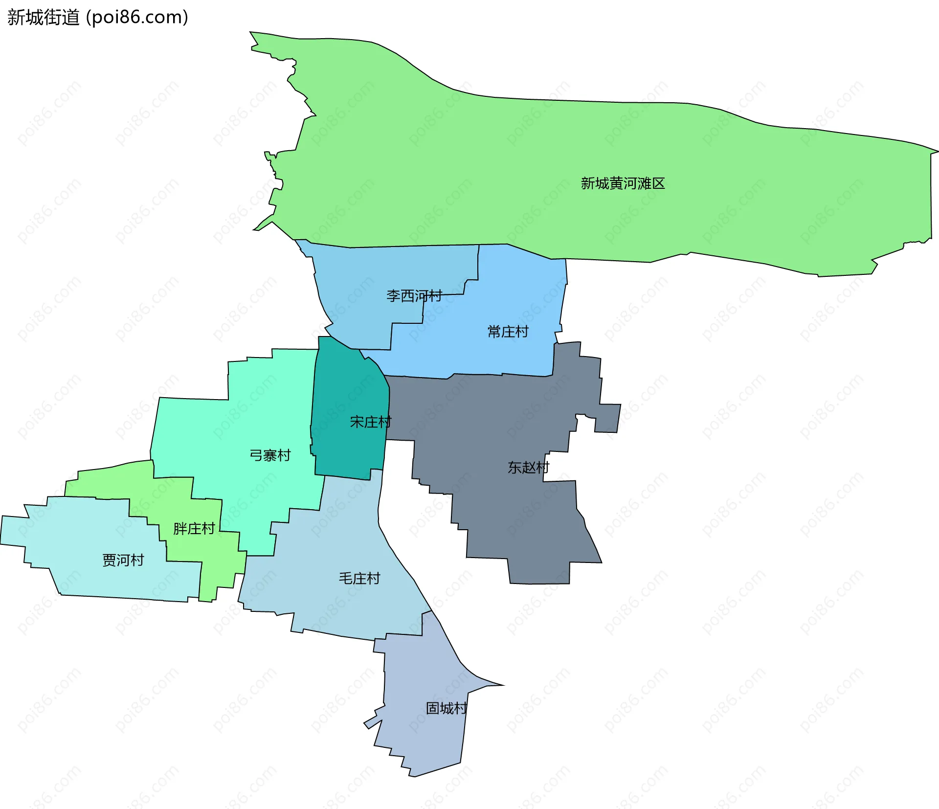 新城街道边界地图(五级行政区划)