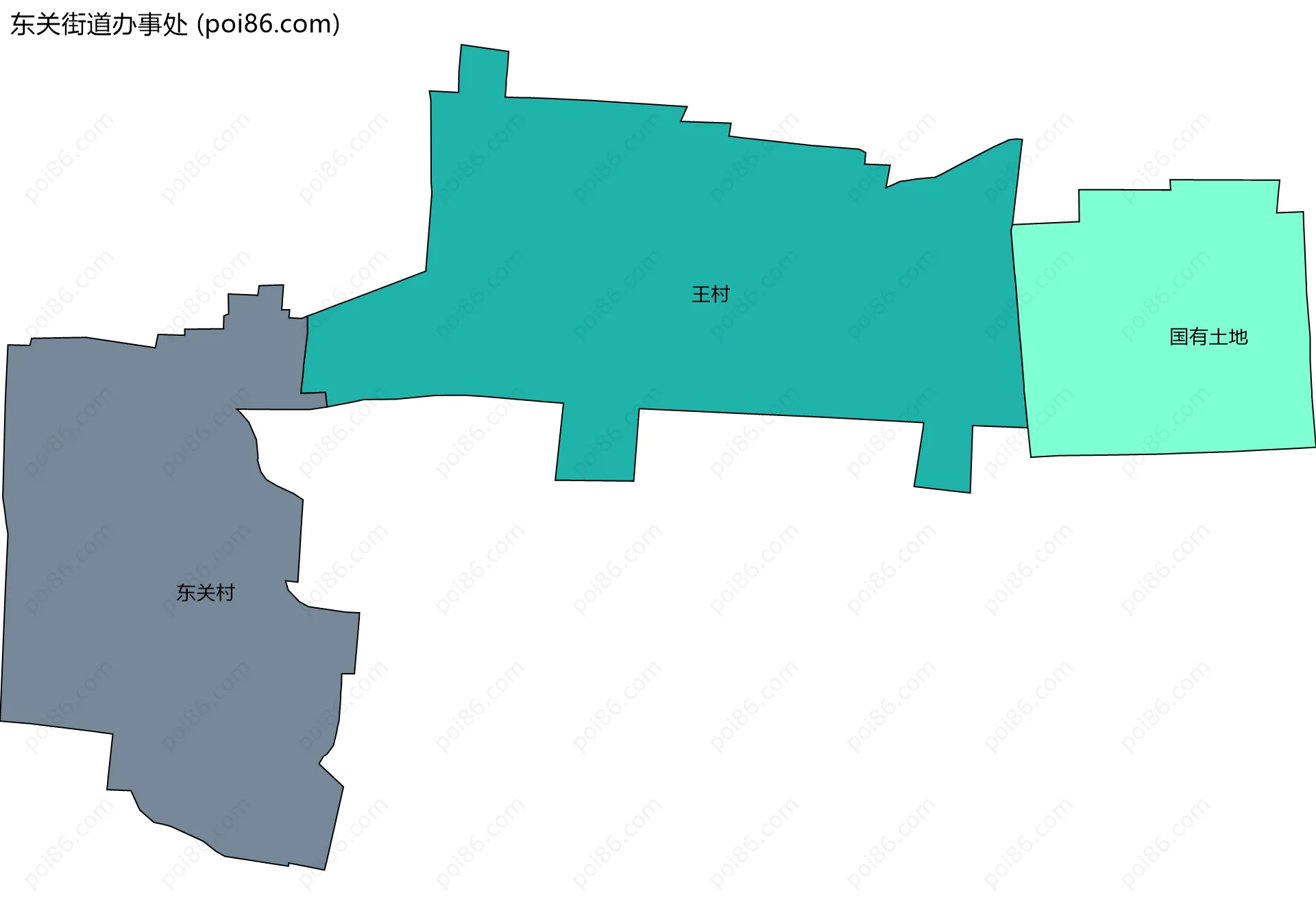 东关街道办事处边界地图(五级行政区划)