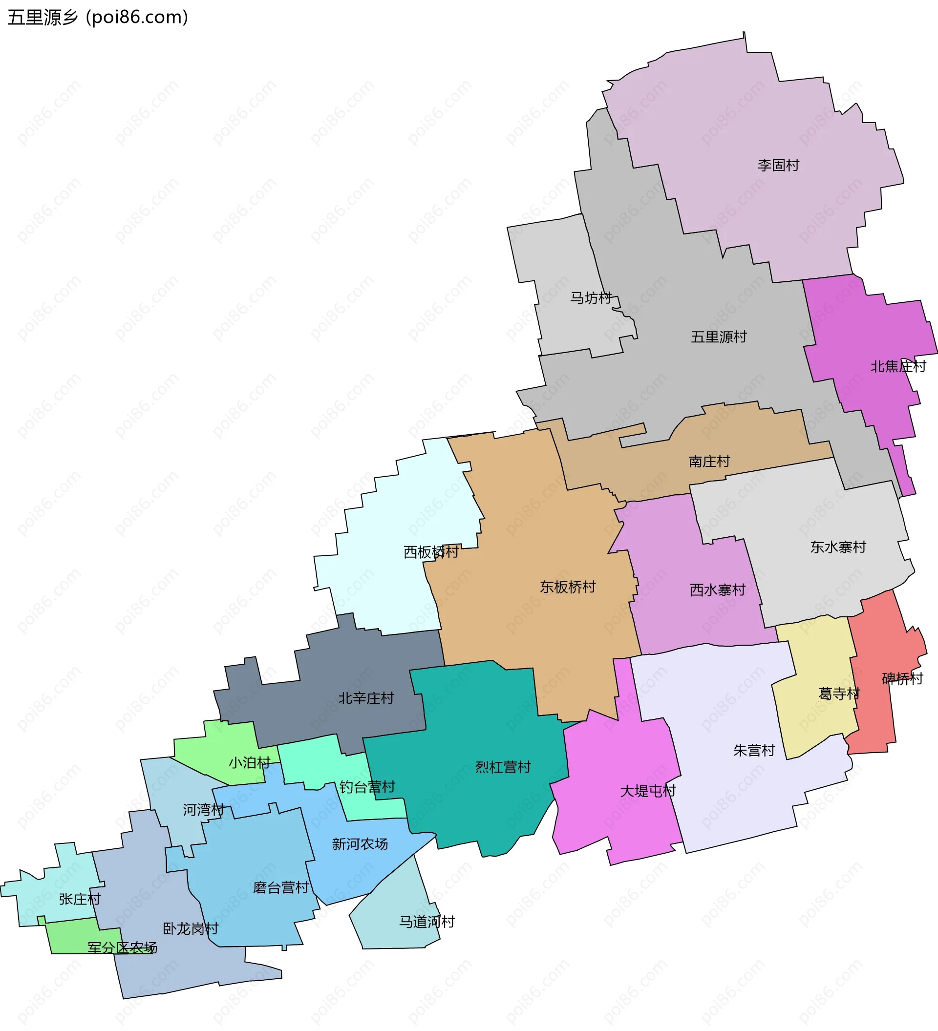 五里源乡边界地图(五级行政区划)