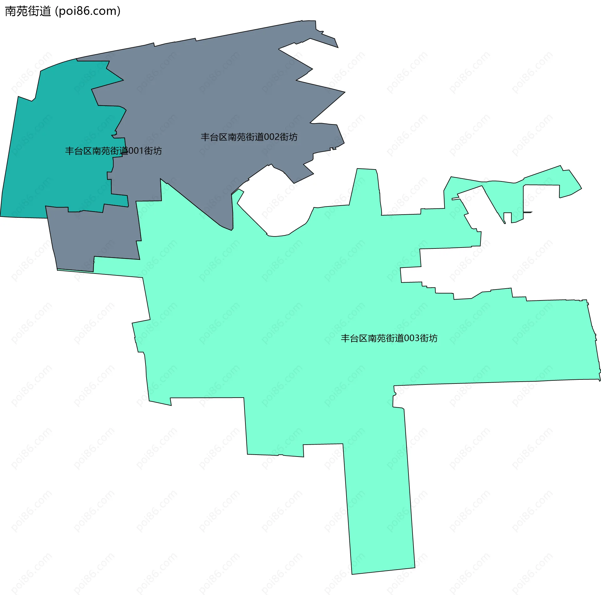 南苑街道边界地图(五级行政区划)