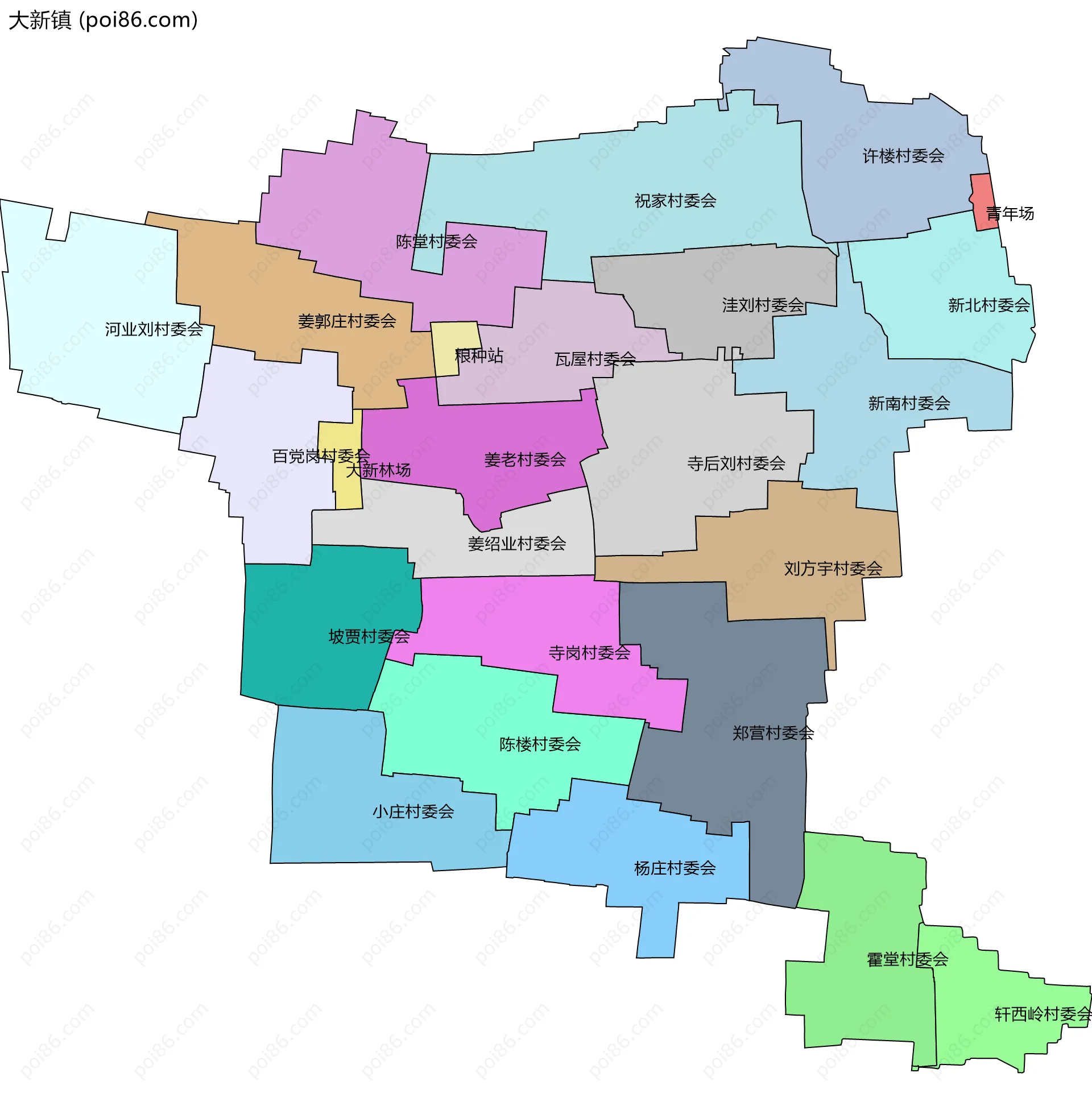 大新镇边界地图(五级行政区划)