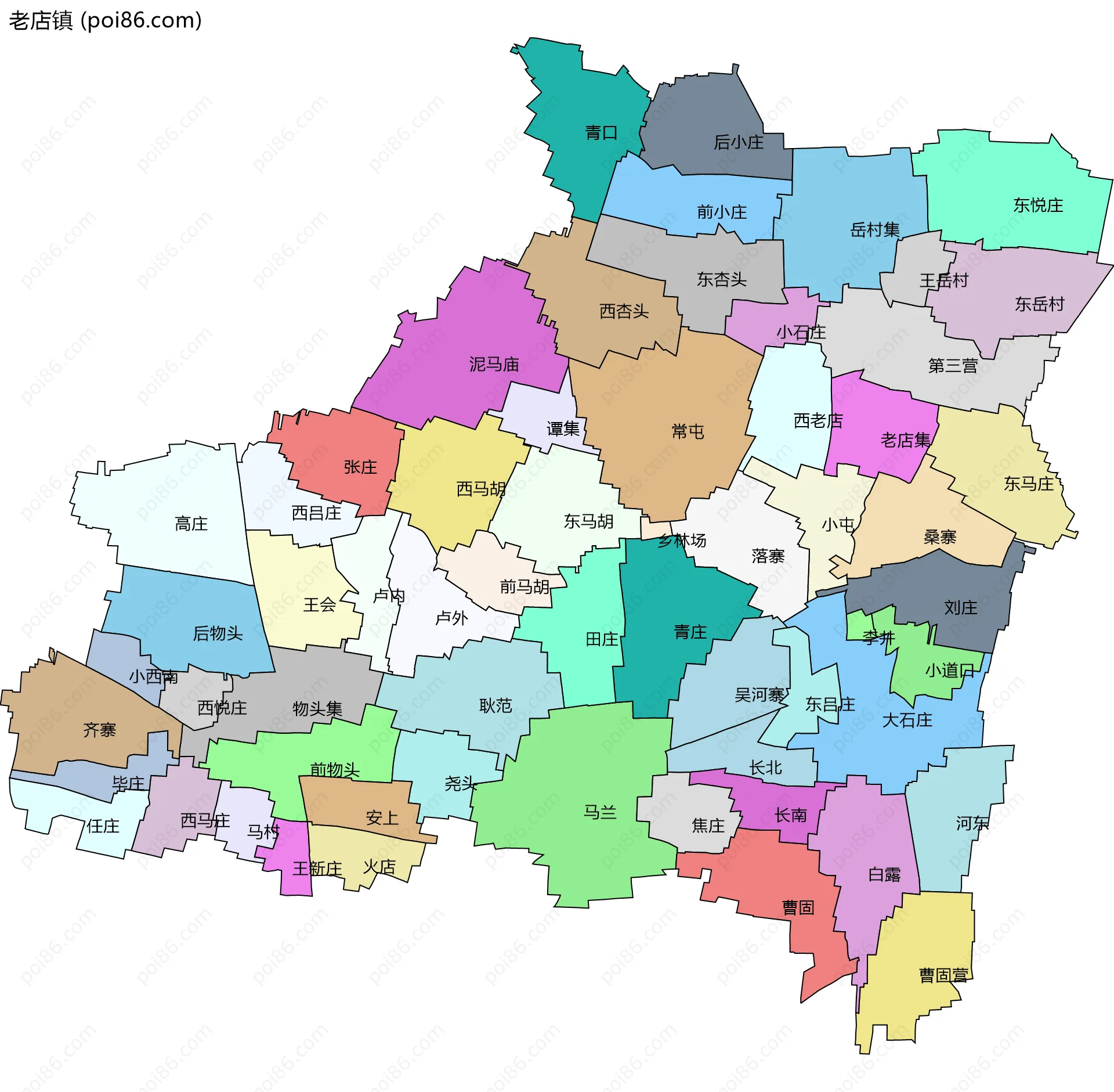 老店镇边界地图(五级行政区划)