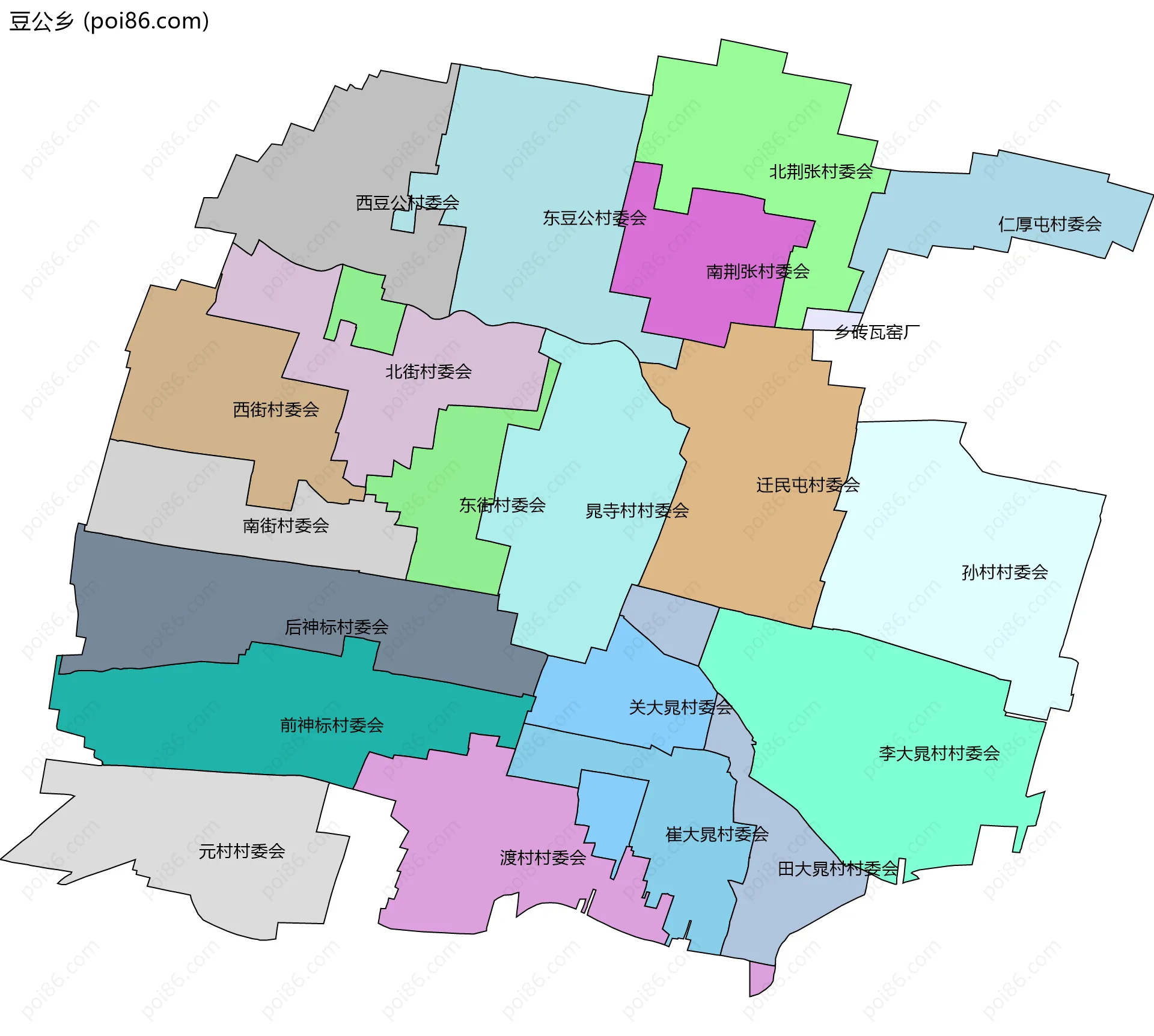 豆公乡边界地图(五级行政区划)
