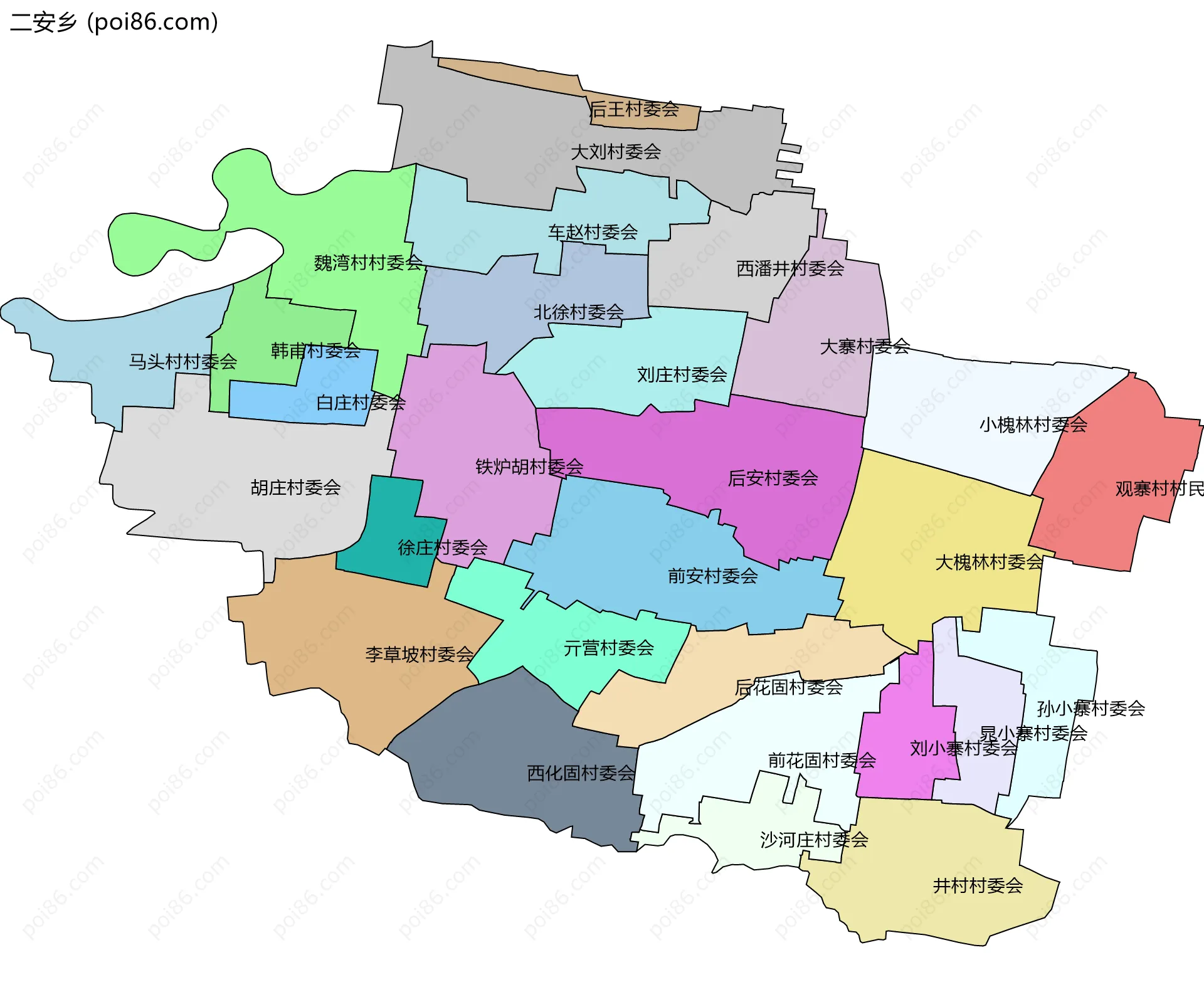 二安乡边界地图(五级行政区划)