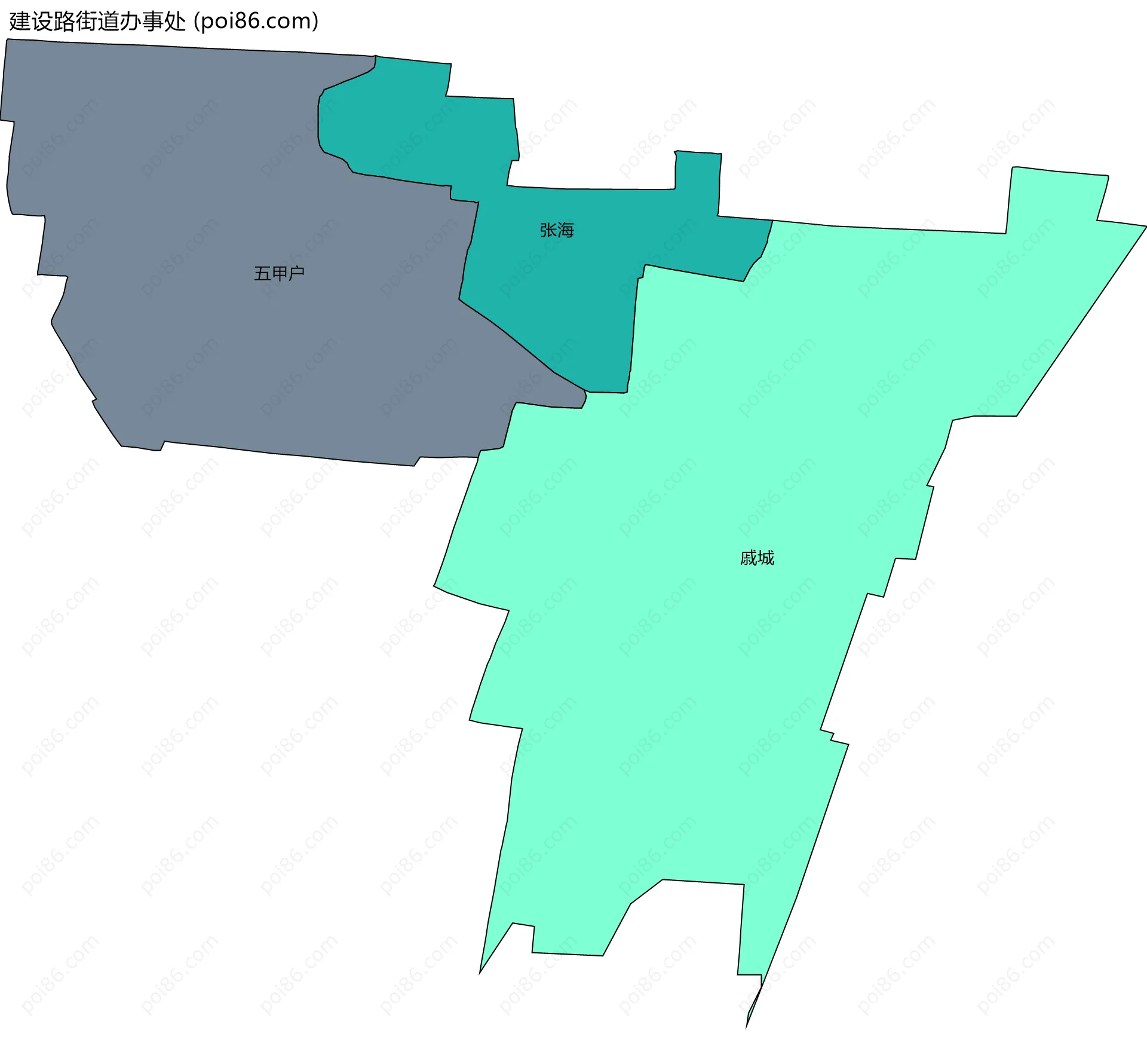 建设路街道办事处边界地图(五级行政区划)