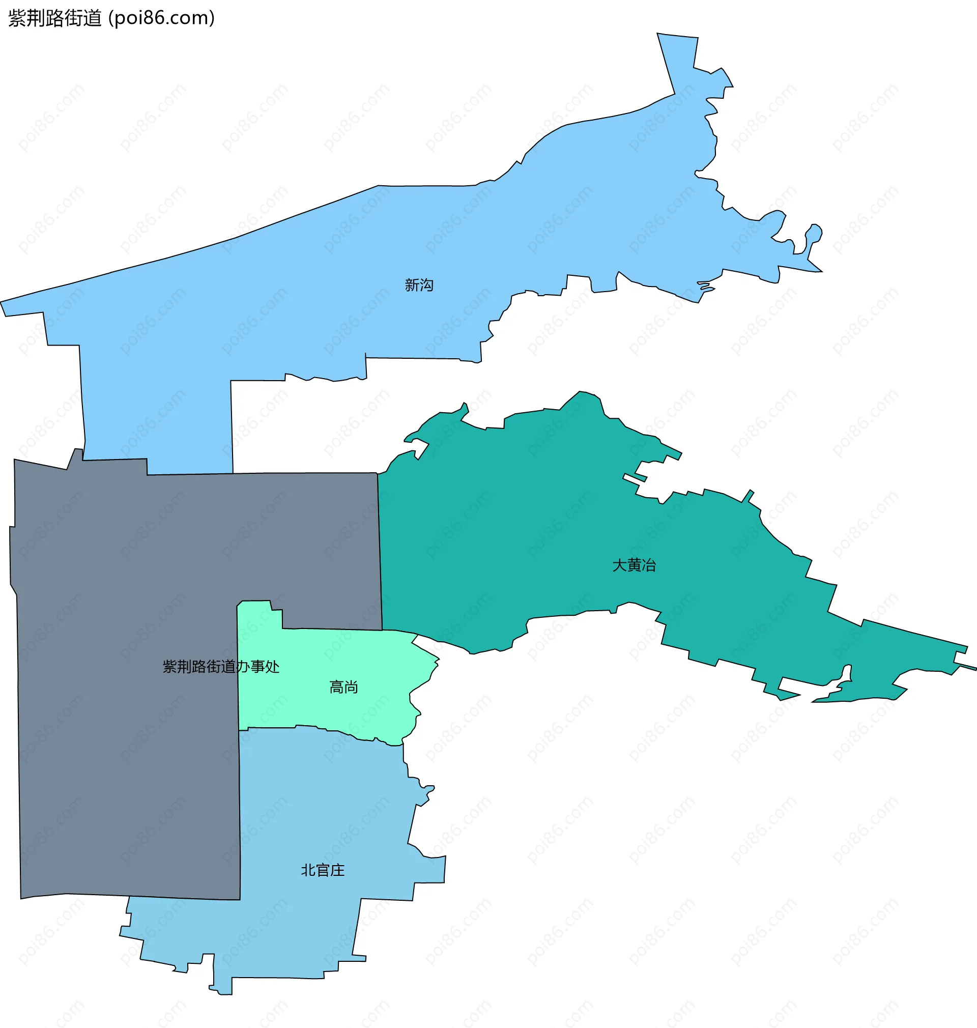 紫荆路街道边界地图(五级行政区划)