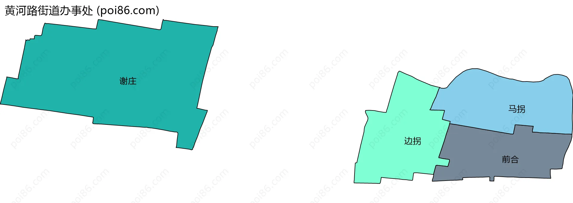 黄河路街道办事处边界地图(五级行政区划)