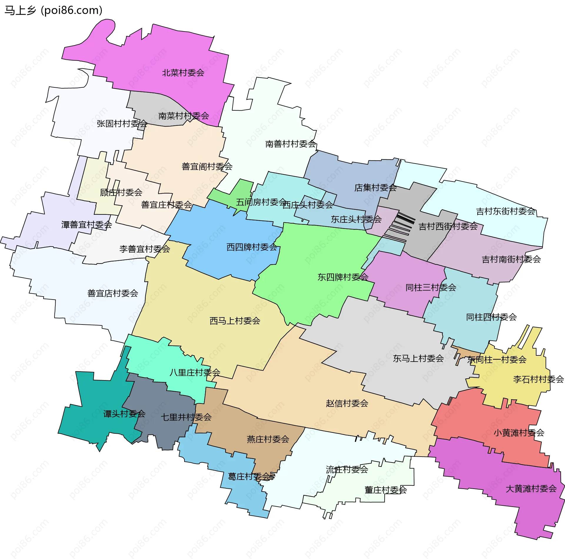 马上乡边界地图(五级行政区划)