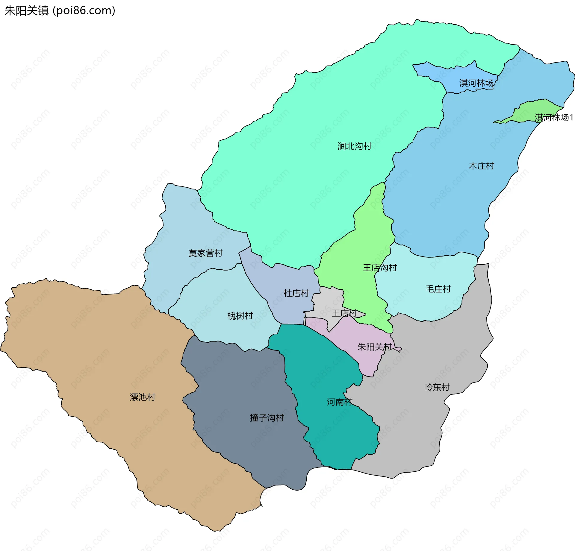 朱阳关镇边界地图(五级行政区划)