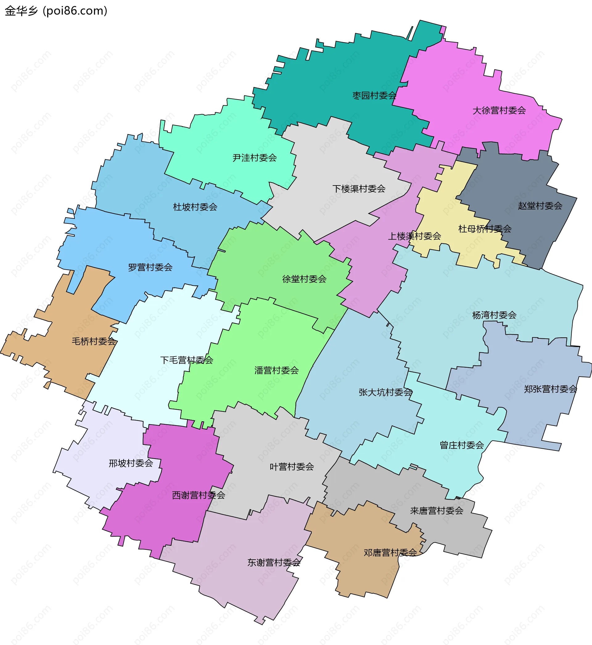 金华乡边界地图(五级行政区划)