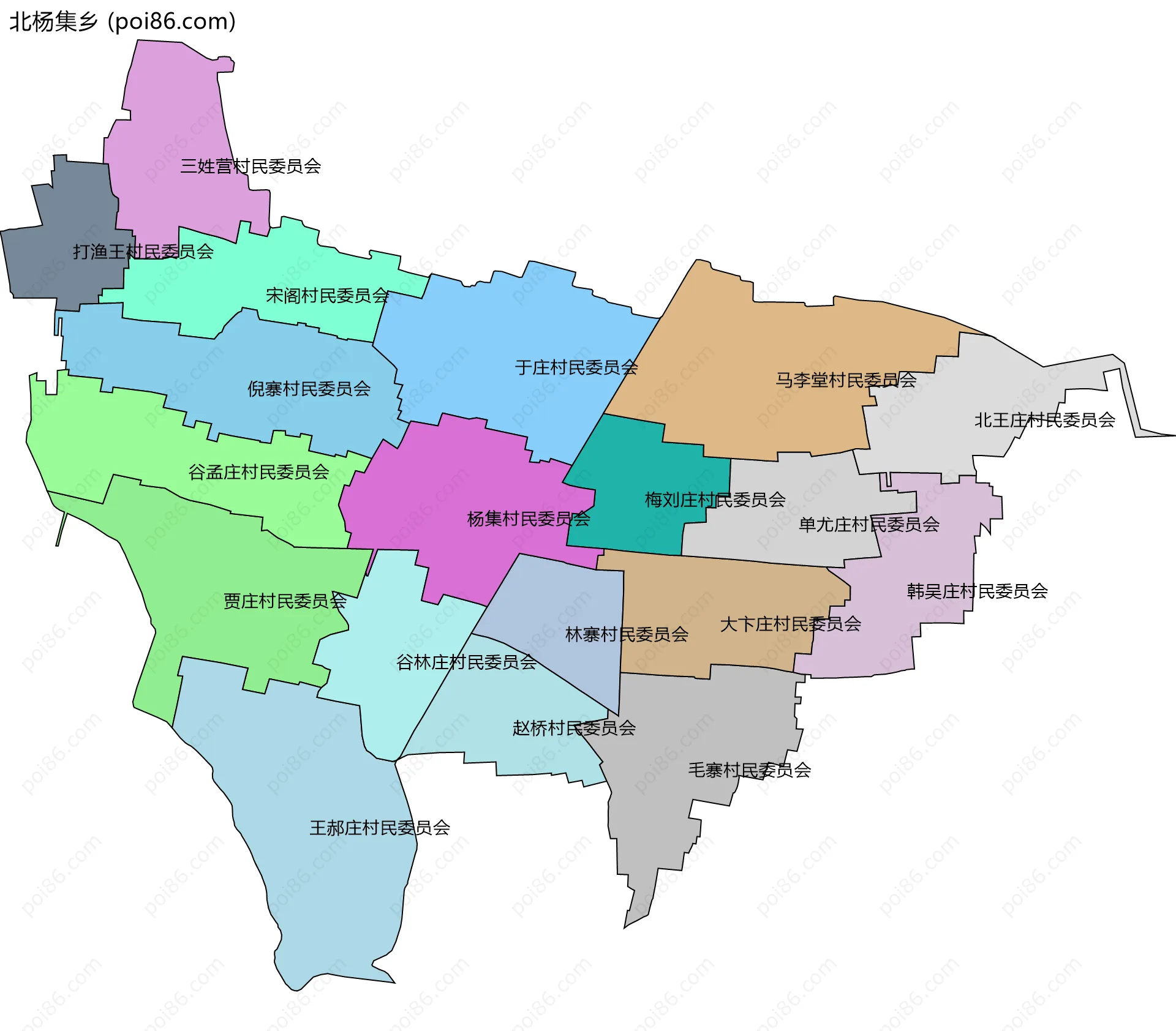 北杨集乡边界地图(五级行政区划)