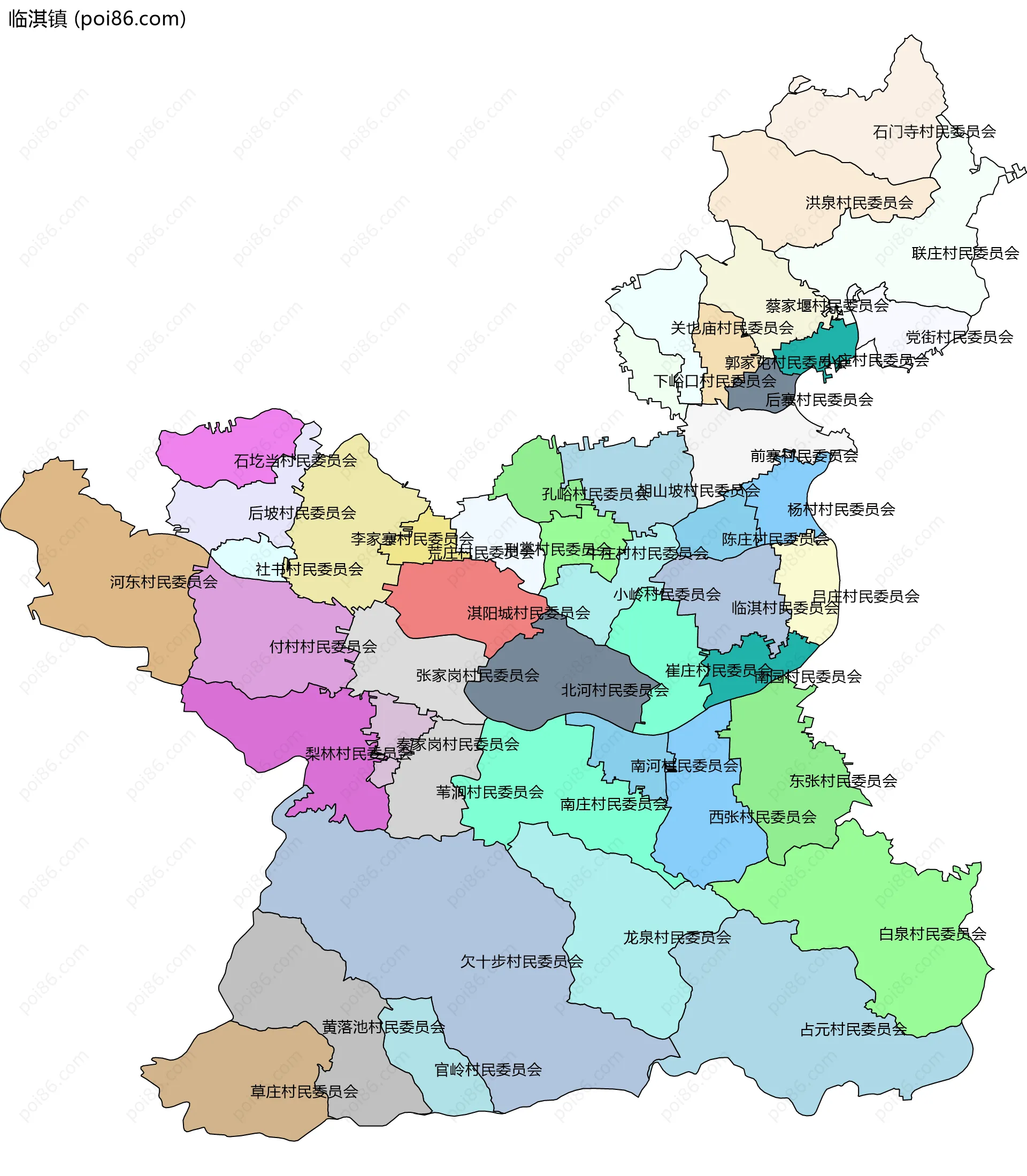 临淇镇边界地图(五级行政区划)