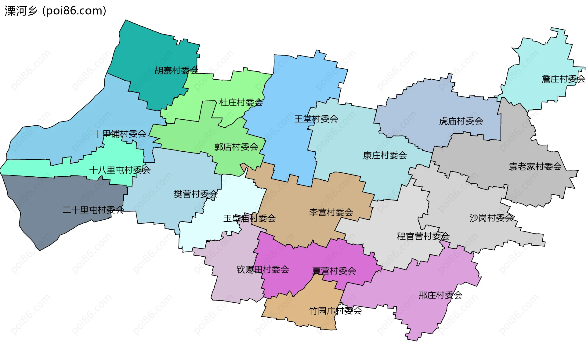 溧河乡边界地图(五级行政区划)