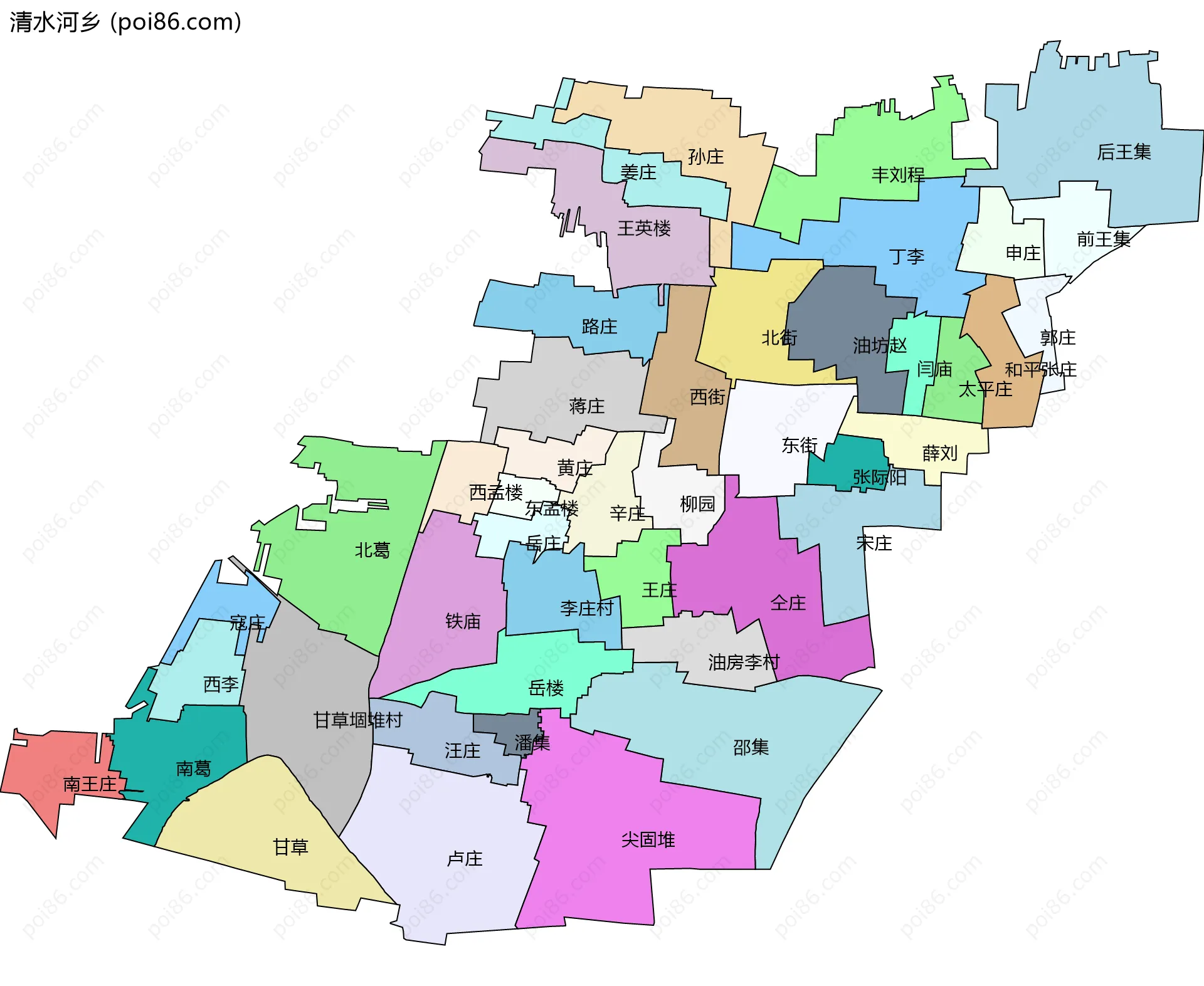 清水河乡边界地图(五级行政区划)