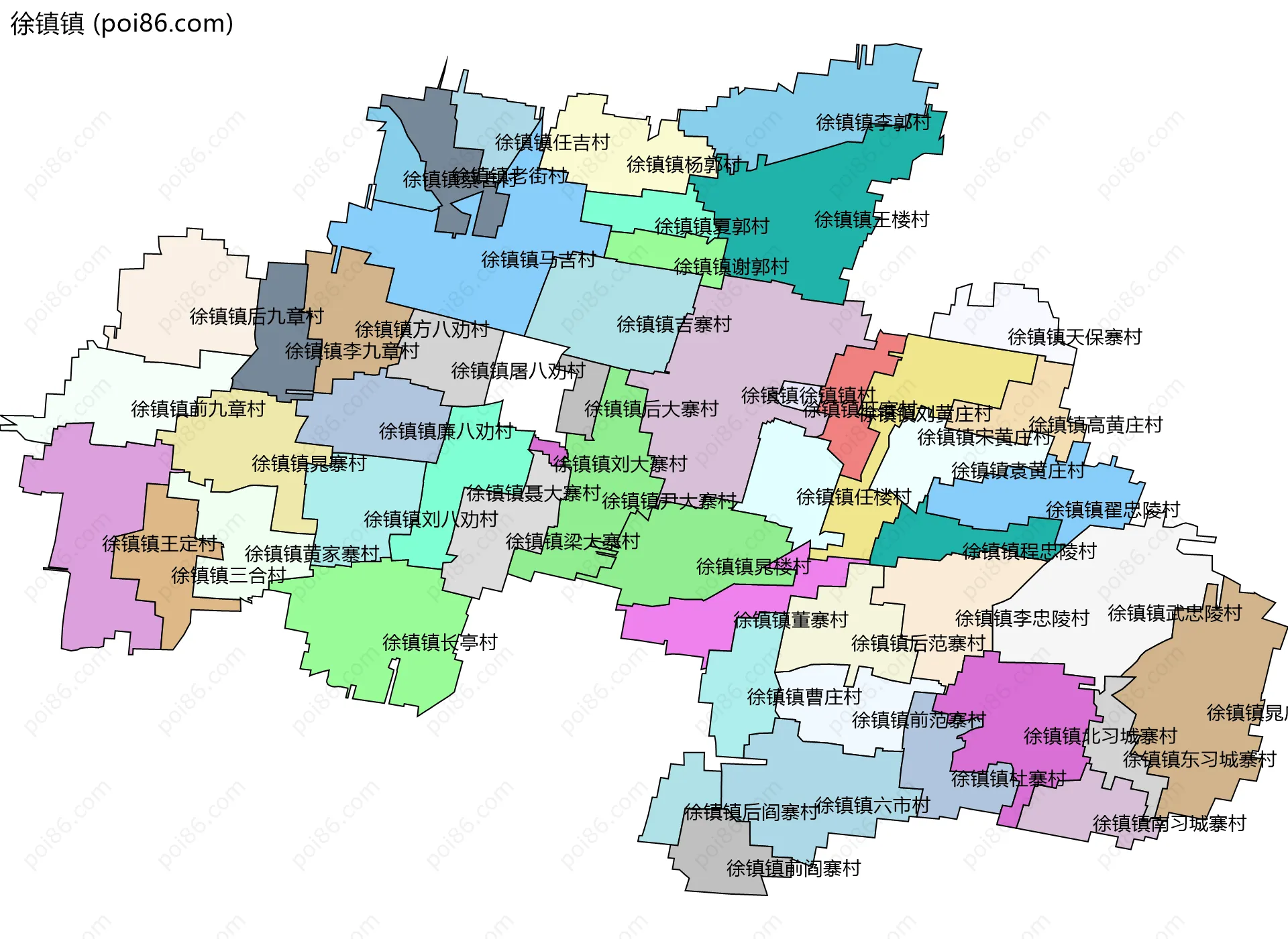 徐镇镇边界地图(五级行政区划)