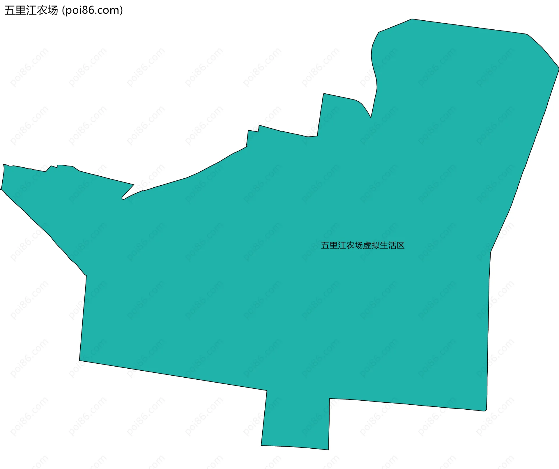 五里江农场边界地图(五级行政区划)
