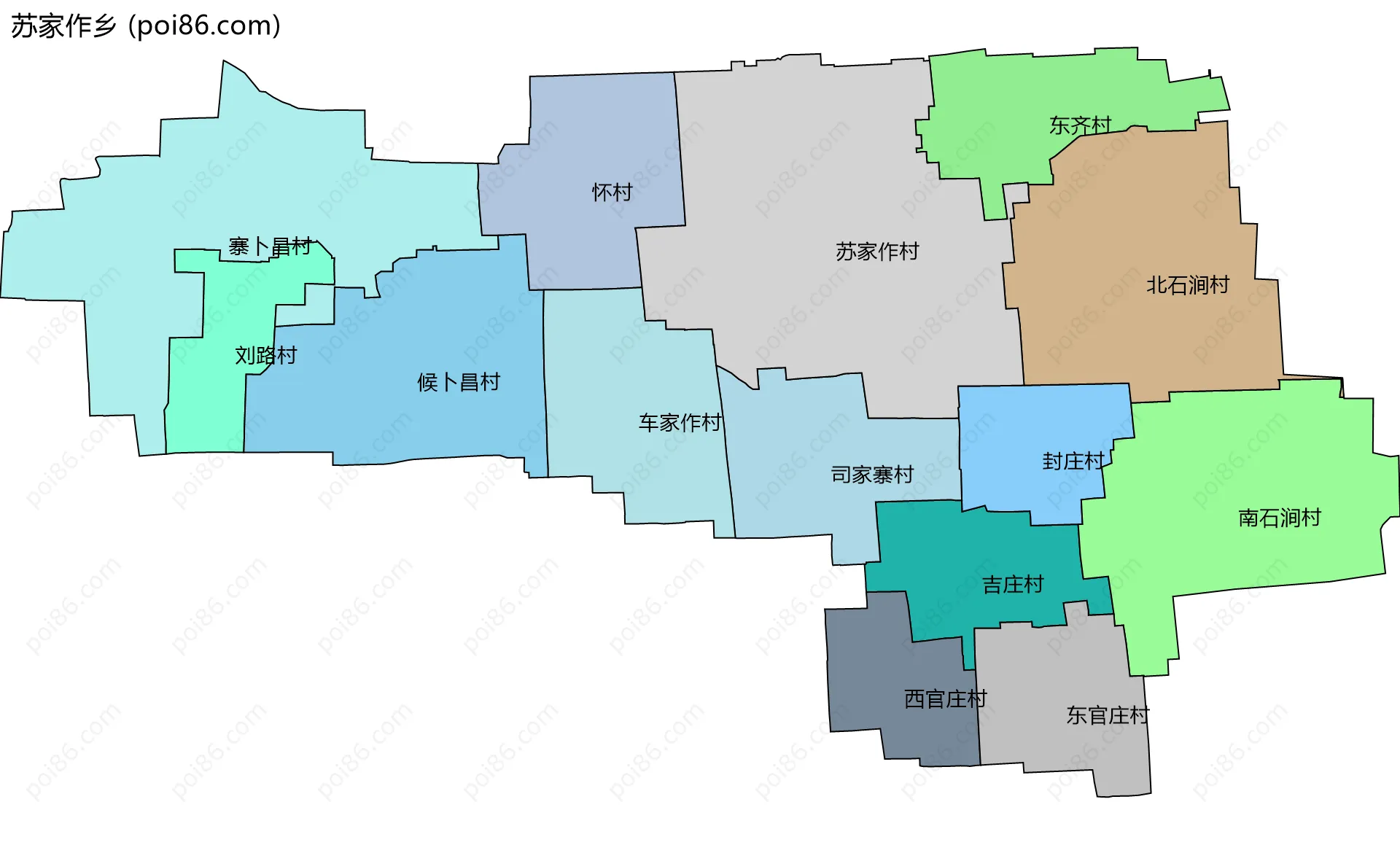 苏家作乡边界地图(五级行政区划)
