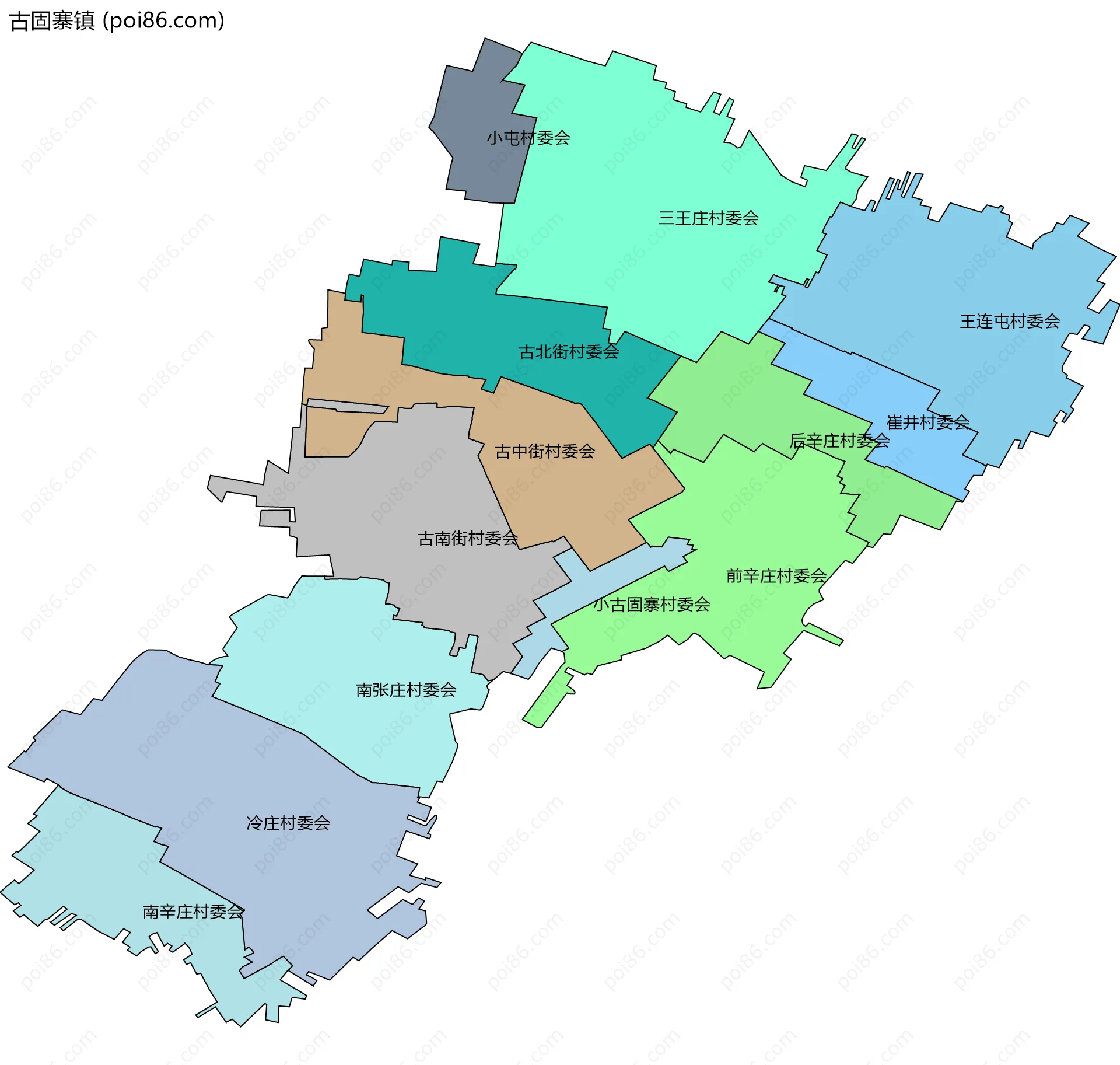 古固寨镇边界地图(五级行政区划)