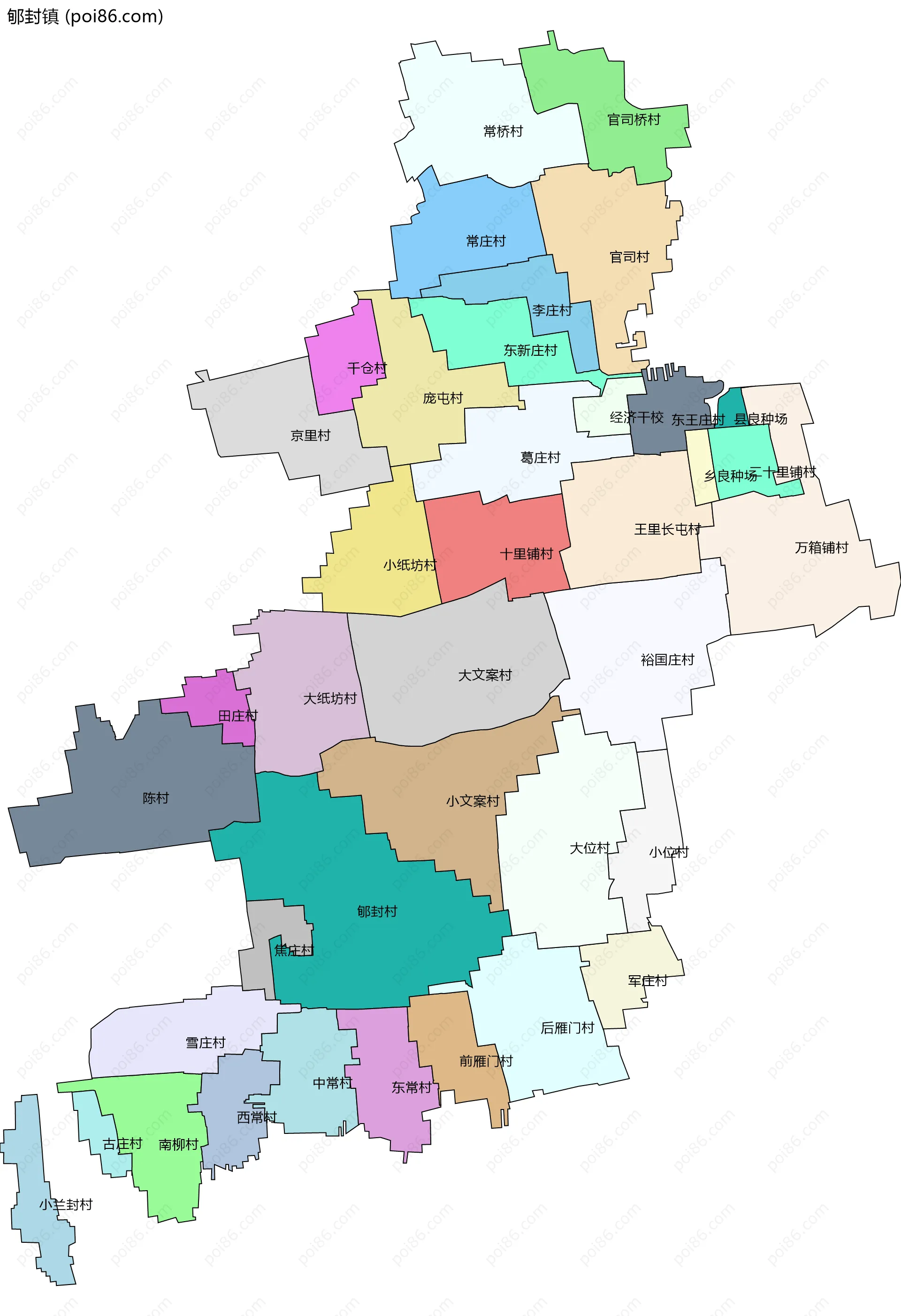 郇封镇边界地图(五级行政区划)