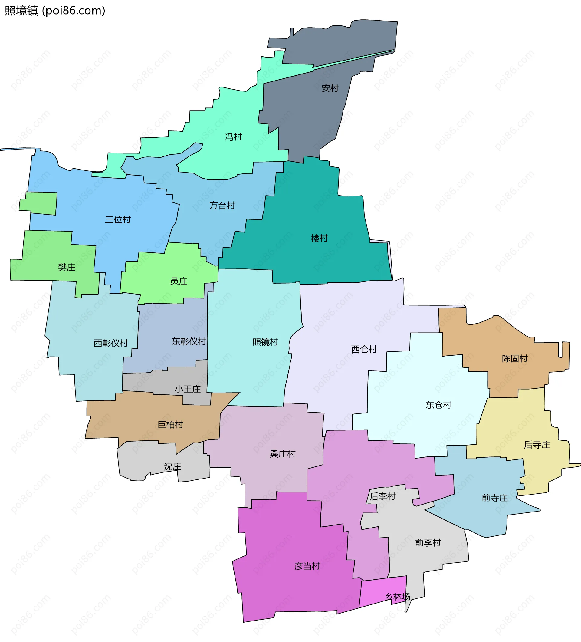 照境镇边界地图(五级行政区划)