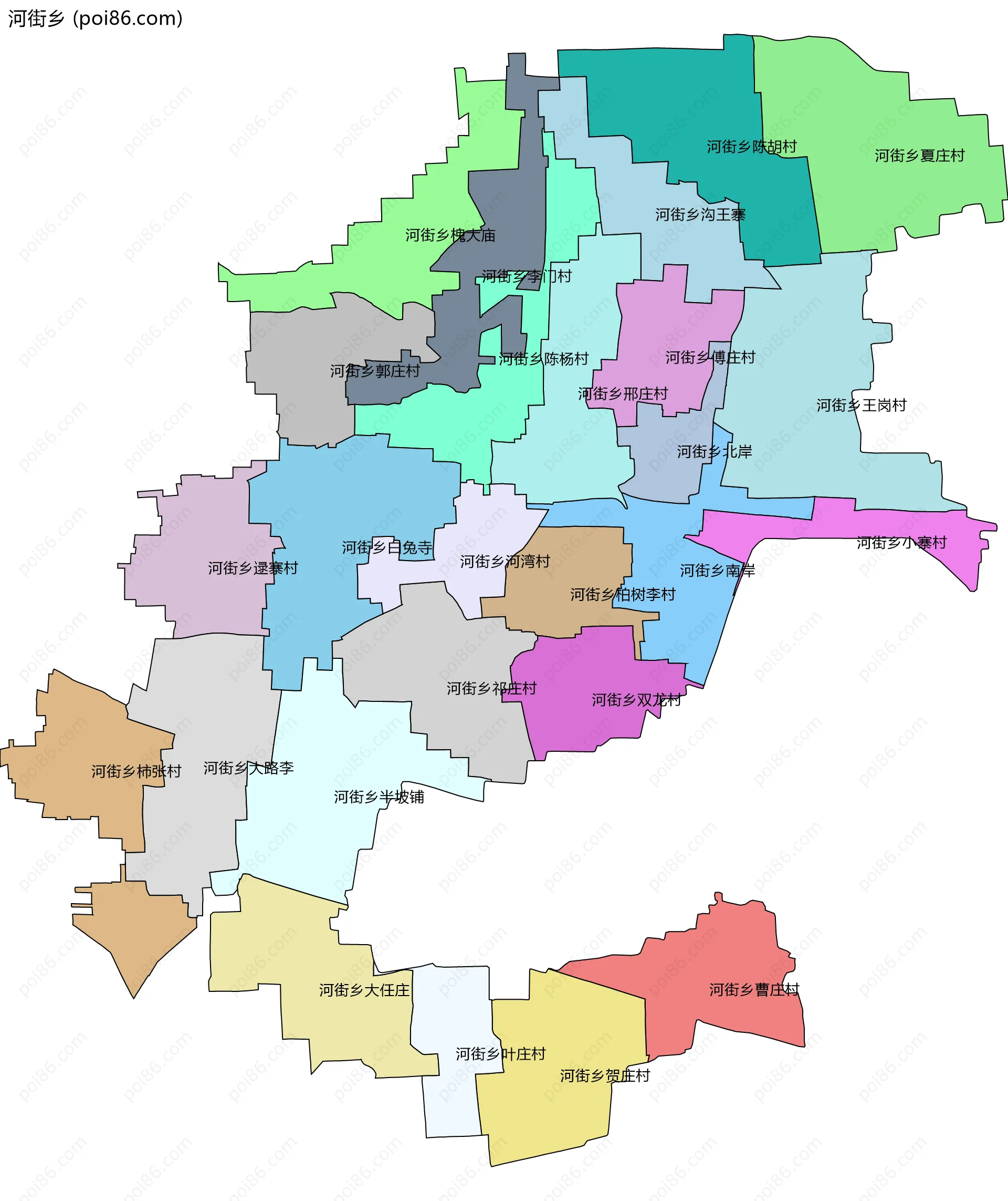 河街乡边界地图(五级行政区划)