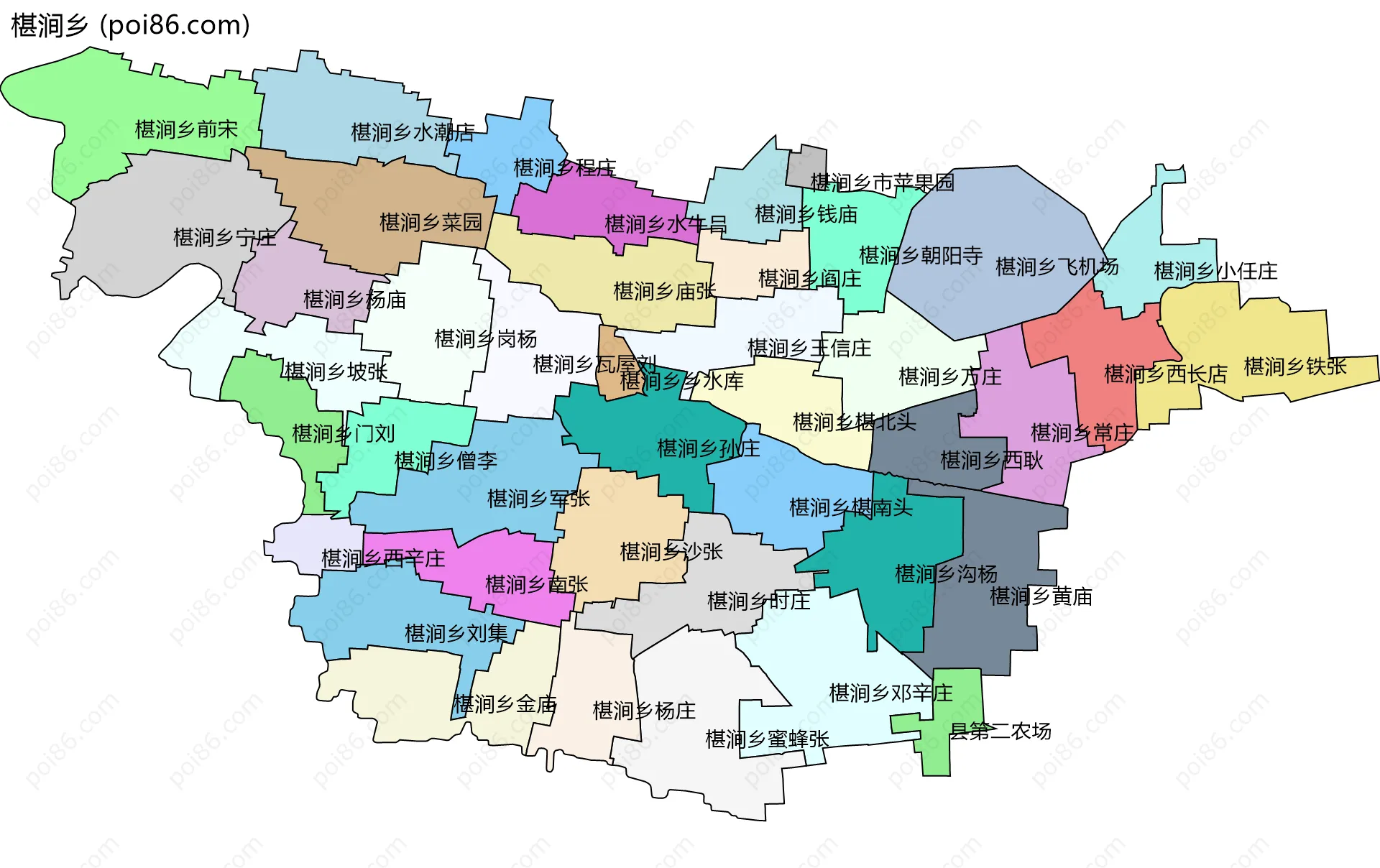 椹涧乡边界地图(五级行政区划)