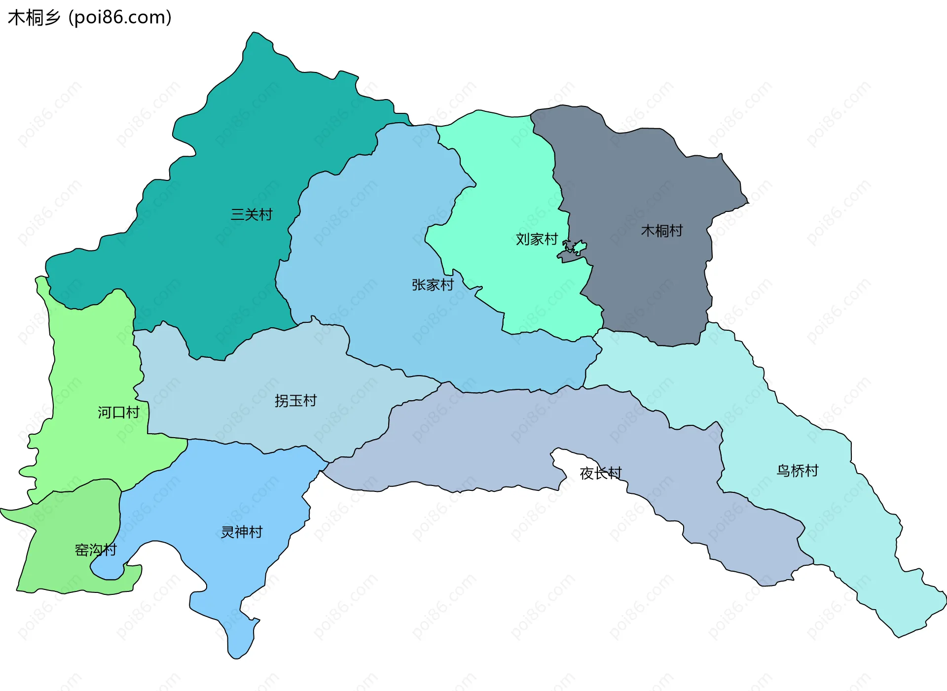 木桐乡边界地图(五级行政区划)