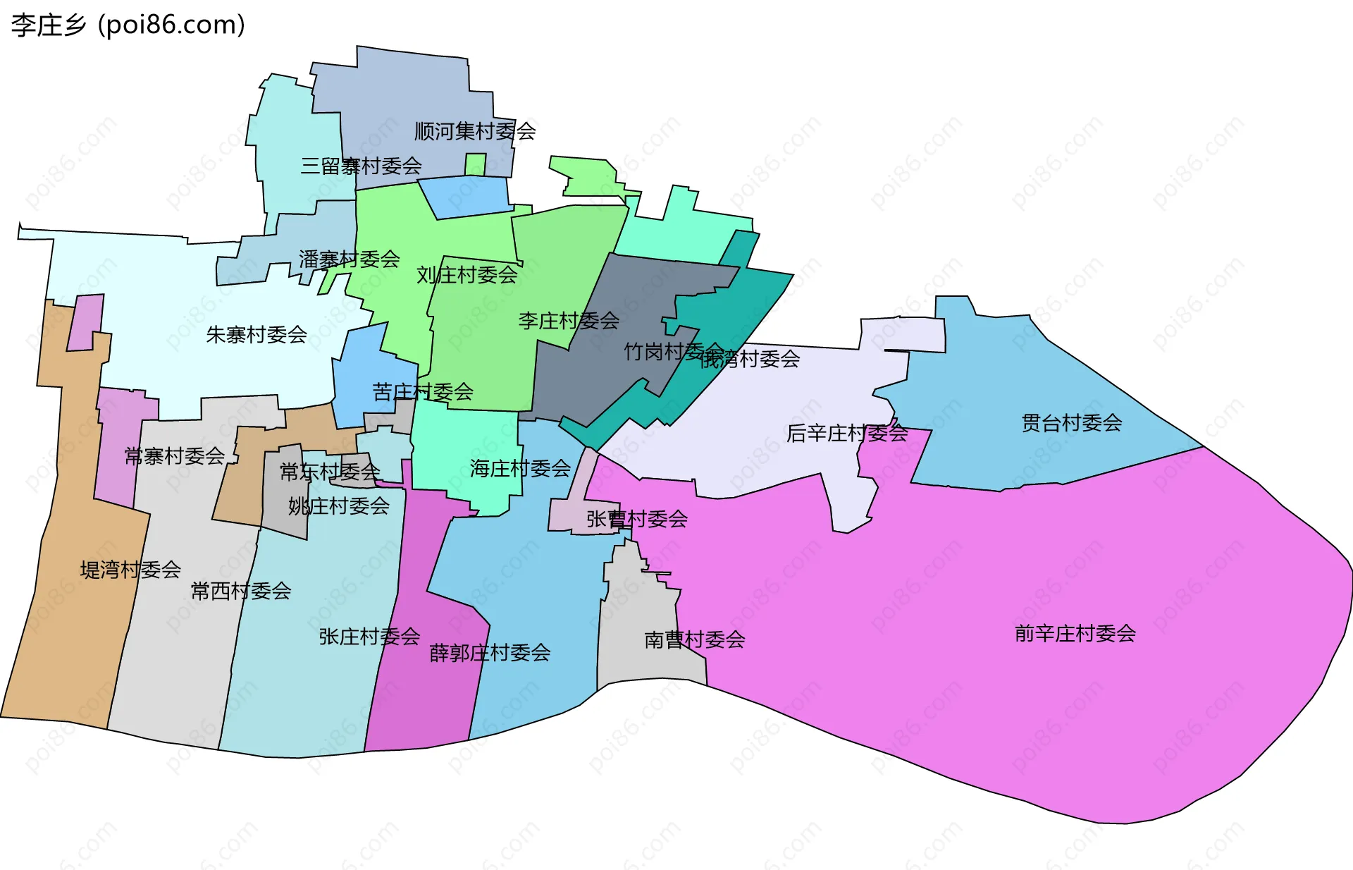 李庄乡边界地图(五级行政区划)