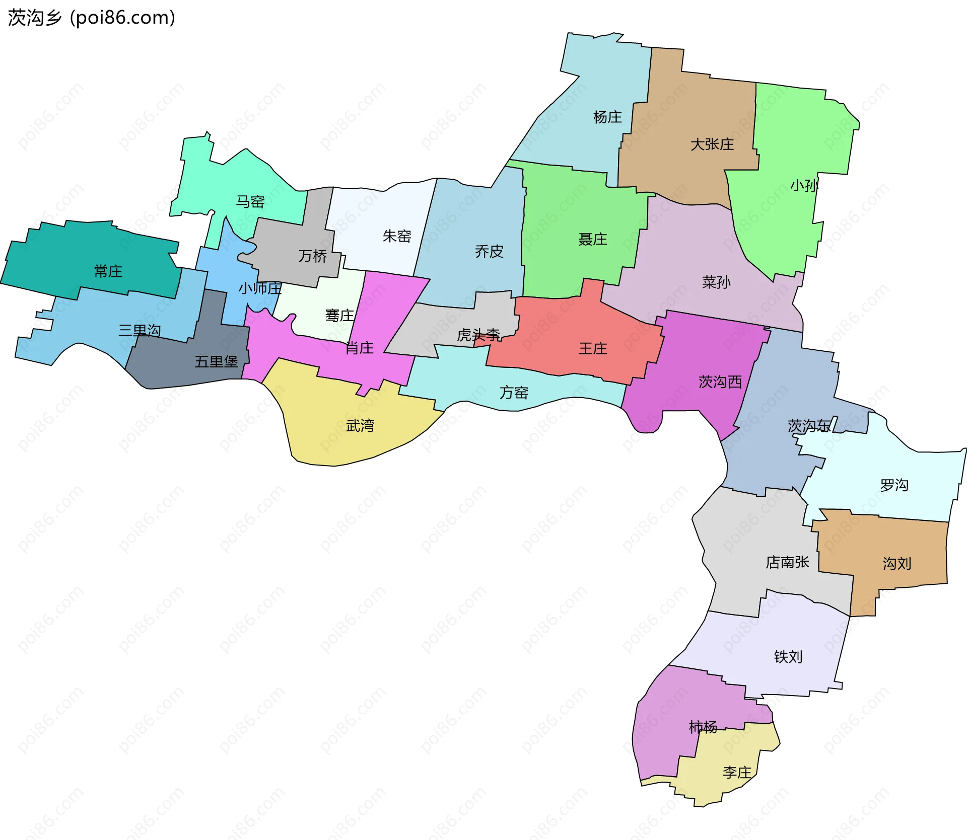 茨沟乡边界地图(五级行政区划)