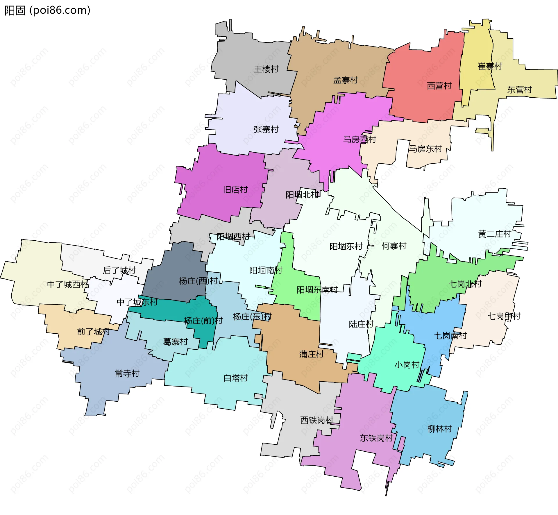 阳固边界地图(五级行政区划)