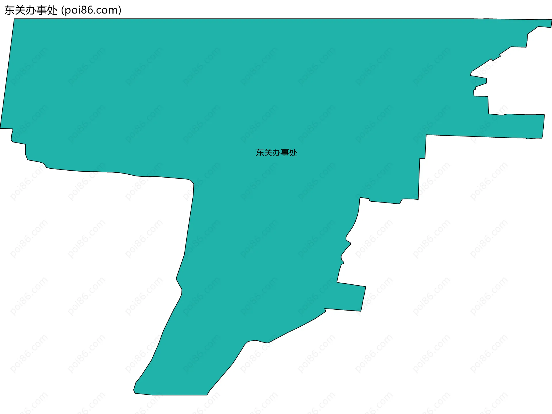 东关办事处边界地图(五级行政区划)