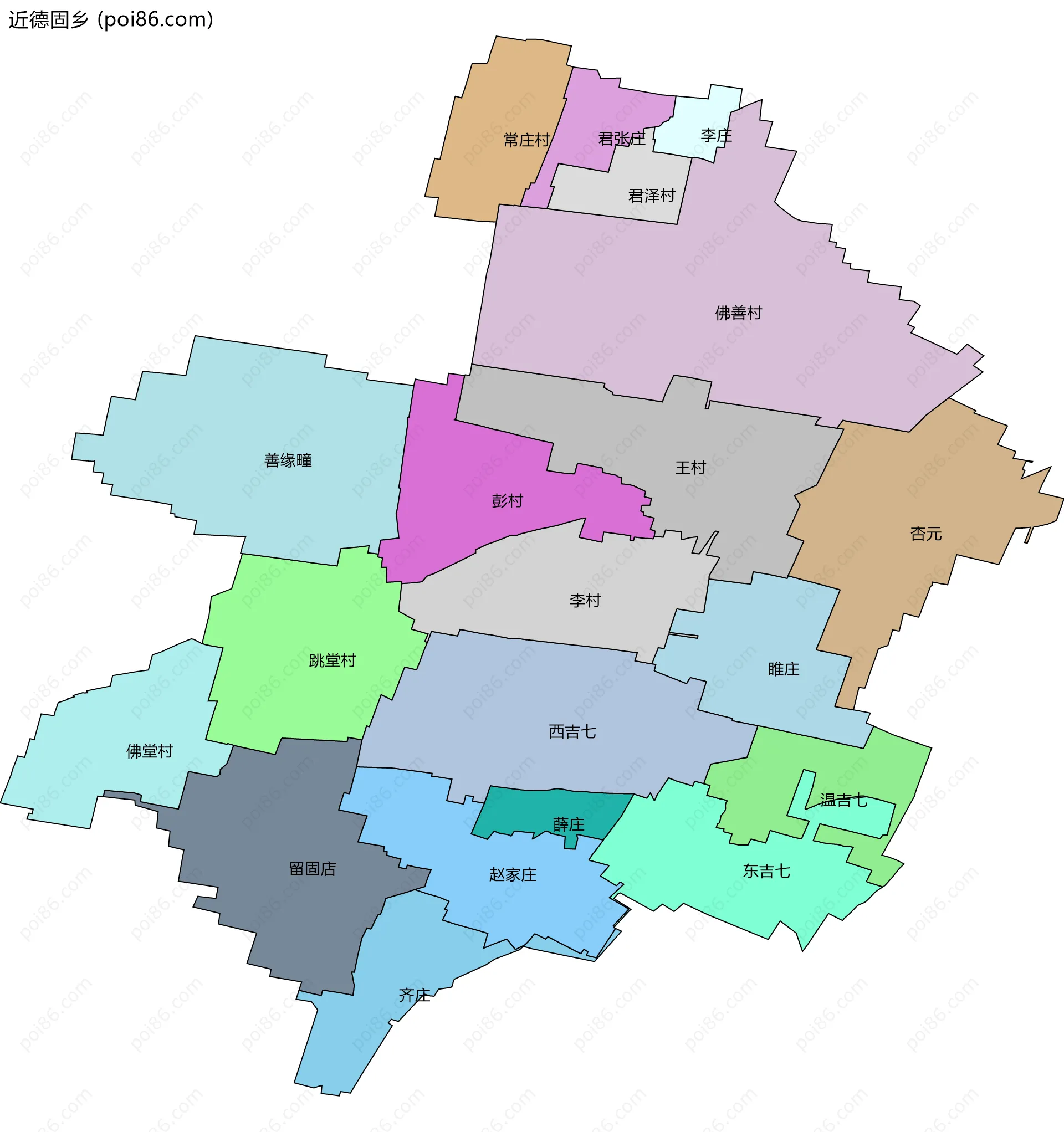 近德固乡边界地图(五级行政区划)