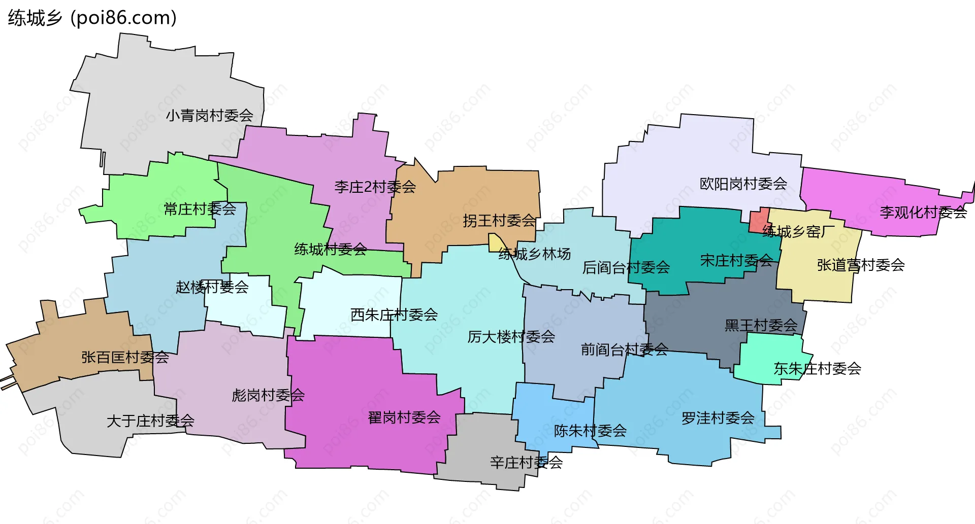 练城乡边界地图(五级行政区划)