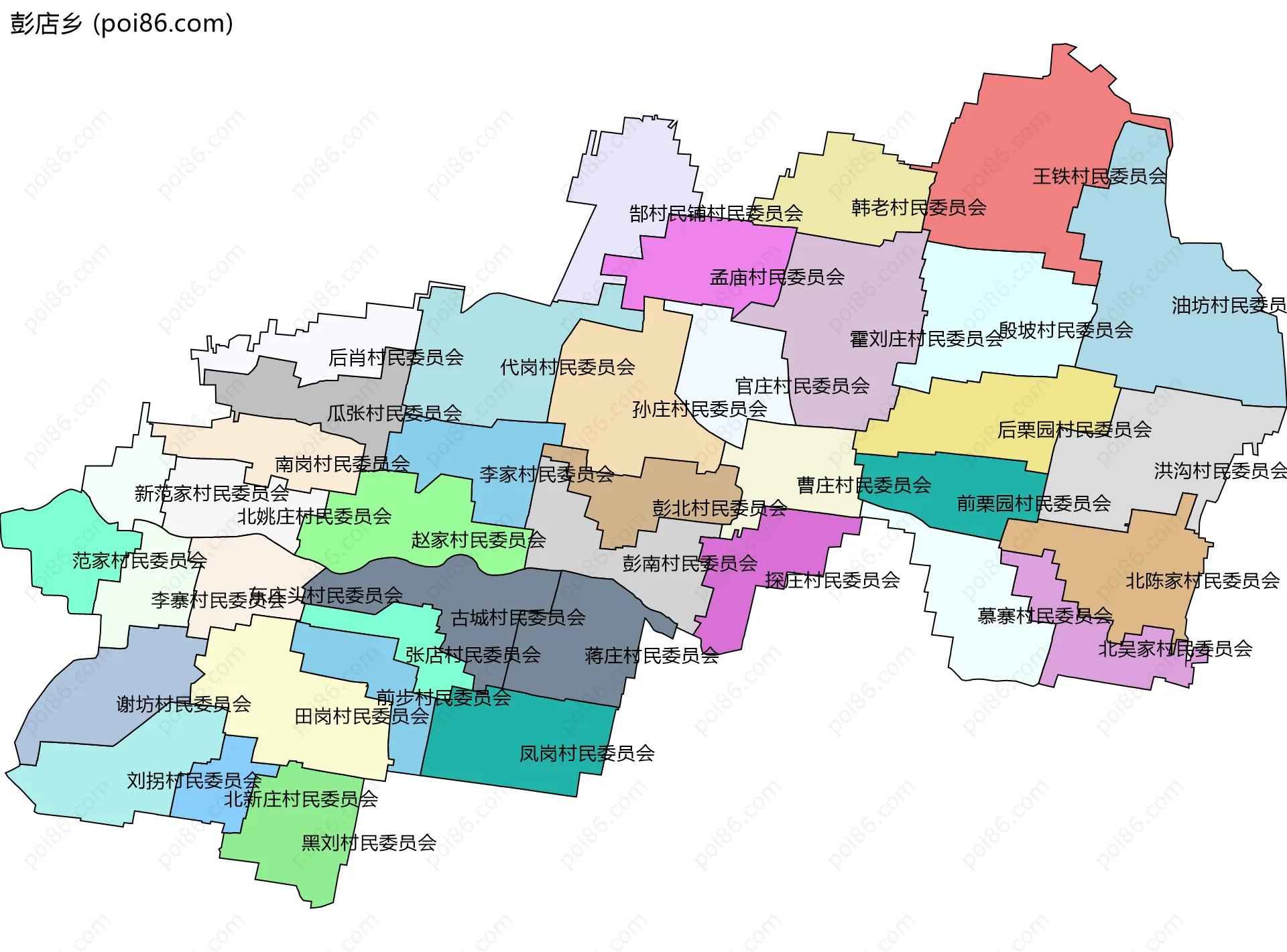 彭店乡边界地图(五级行政区划)