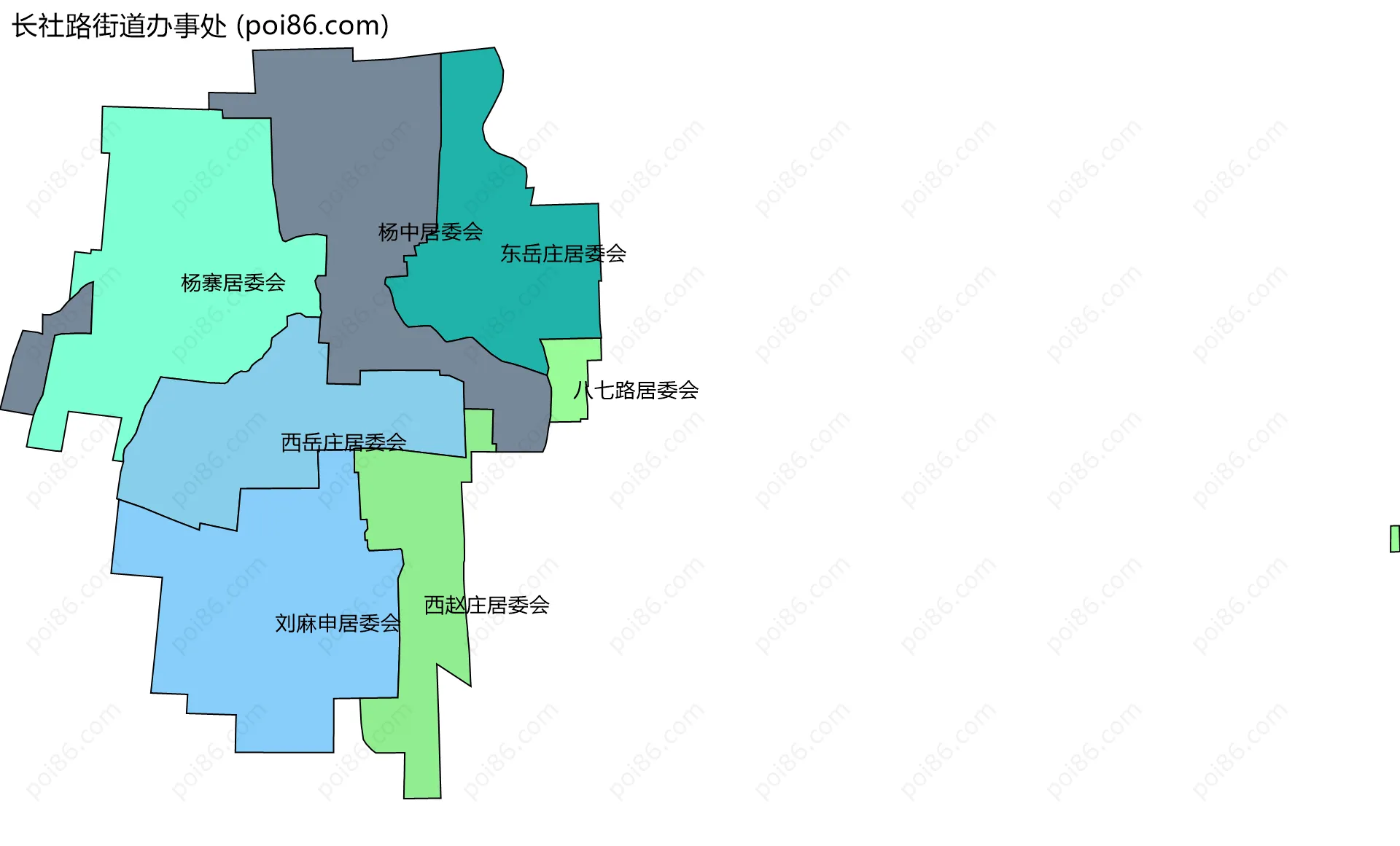 长社路街道办事处边界地图(五级行政区划)